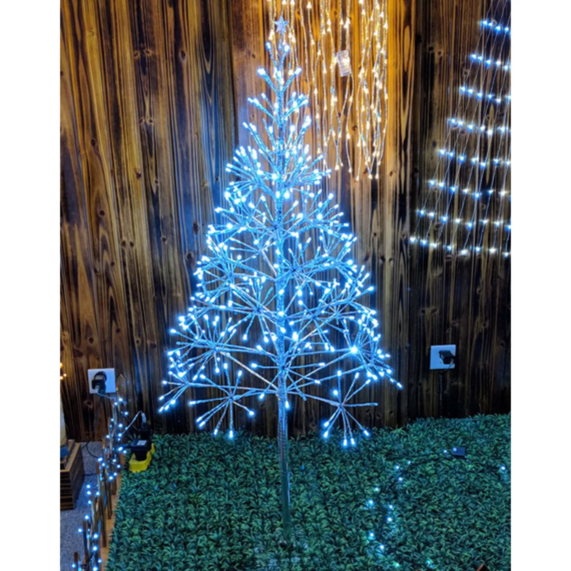 Cheap 4.5' Pre-Lit Sparkling Artificial Christmas Tree, Warm White Led Lights Pre-Lit