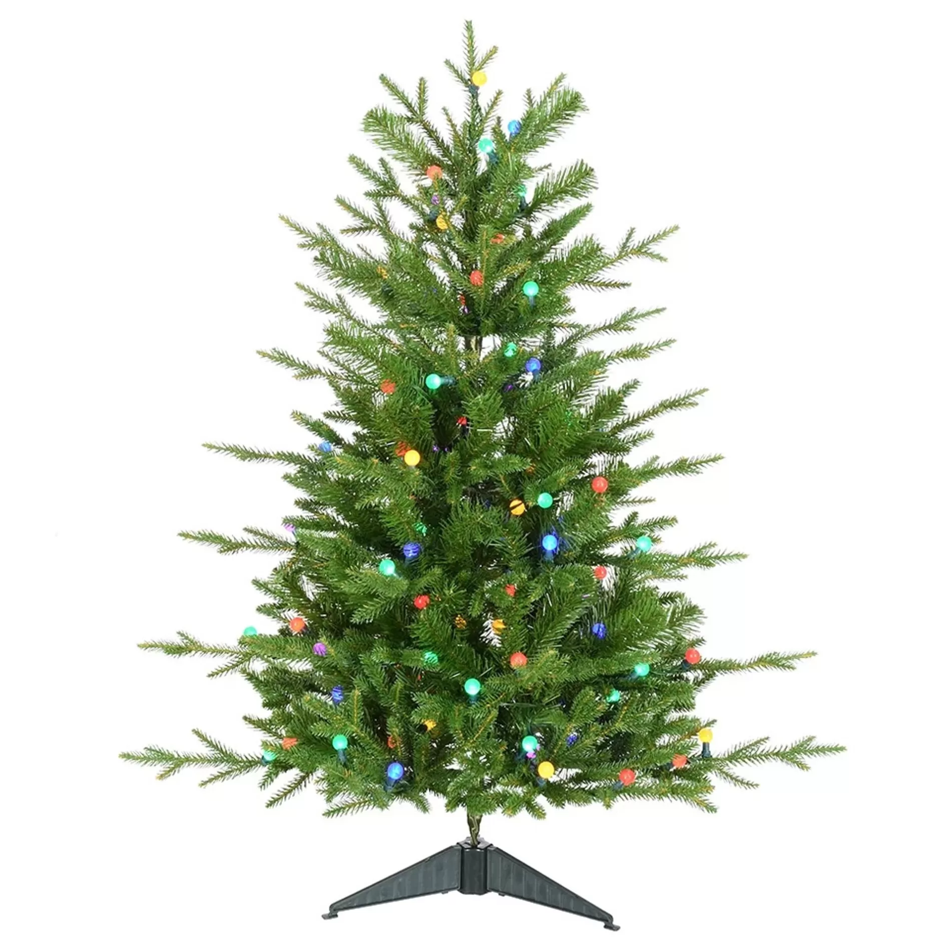 Store 3' Pre-Lit Timberland Tree Artificial Christmas Tree, Multicolored Led Lights Pre-Lit