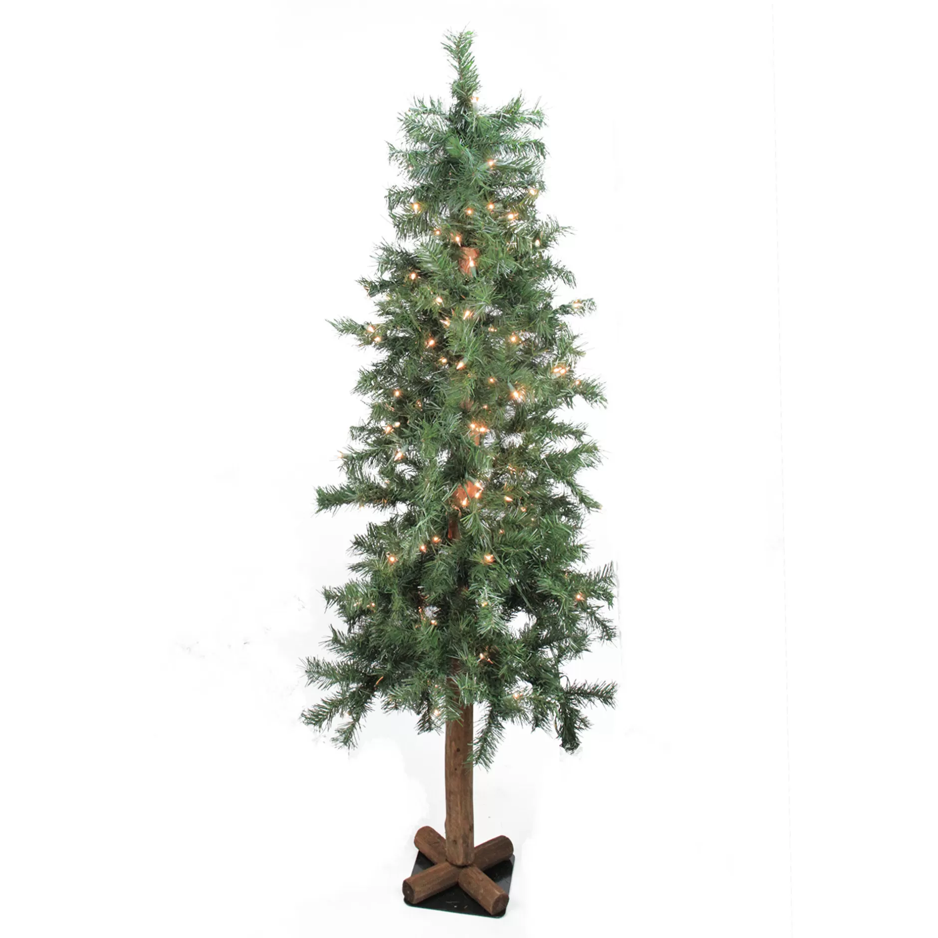 Cheap 6' Pre-Lit Traditional Woodland Alpine Artificial Christmas Tree - Clear Lights Pre-Lit