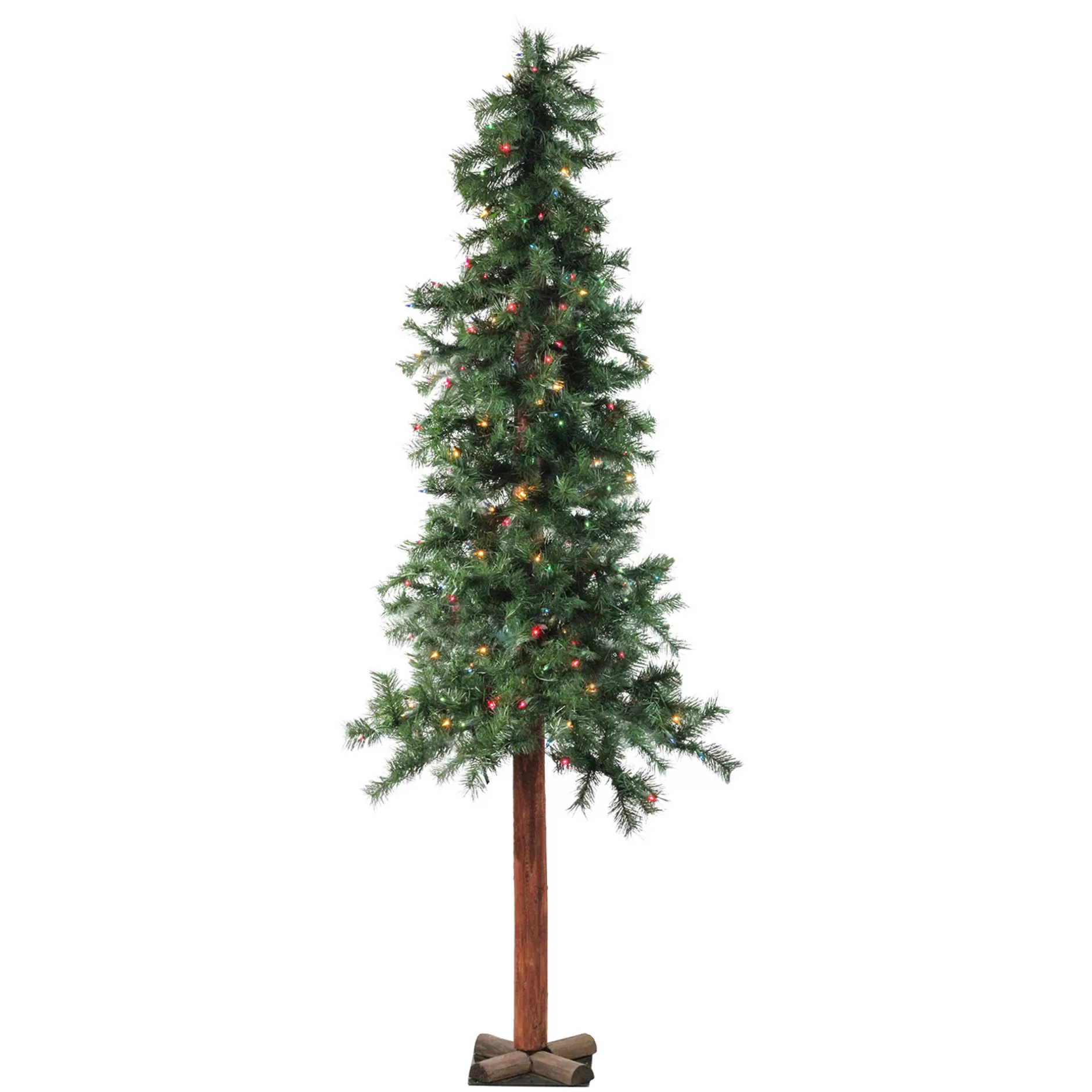 Cheap 6' Pre-Lit Traditional Woodland Alpine Artificial Christmas Tree - Multi-Color Lights Pre-Lit