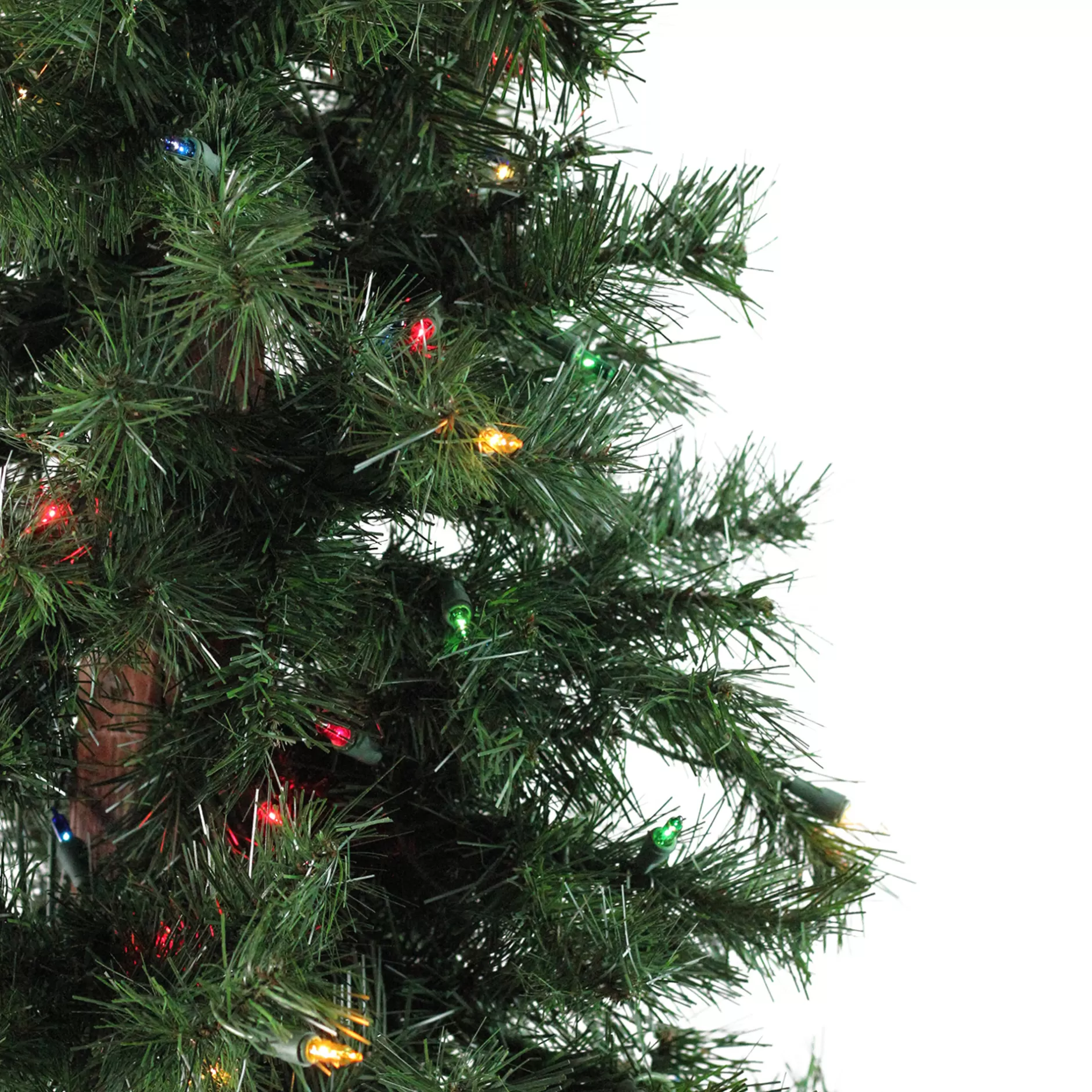 Cheap 6' Pre-Lit Traditional Woodland Alpine Artificial Christmas Tree - Multi-Color Lights Pre-Lit