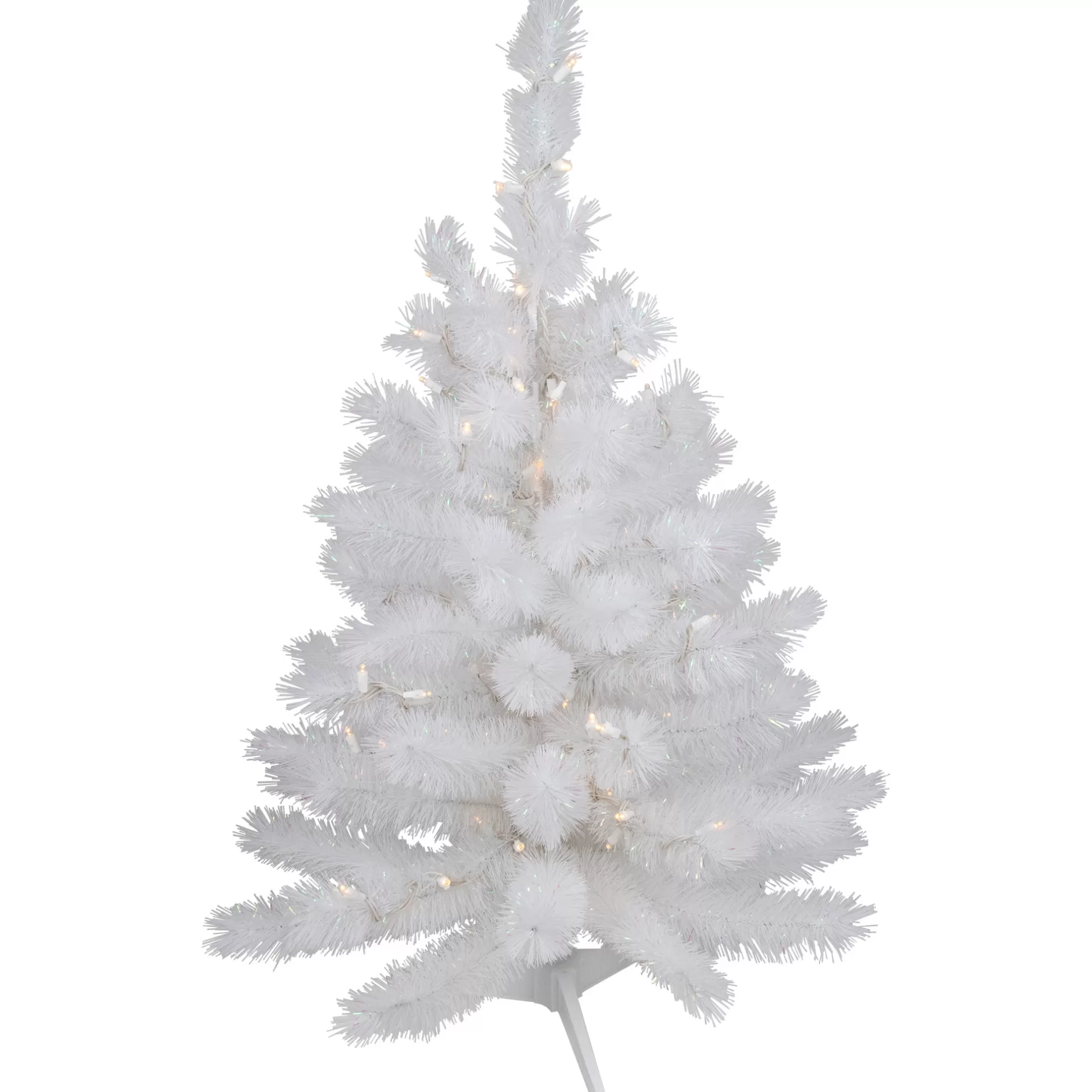 Best 3' Pre-Lit White Alaskan Pine Artificial Christmas Tree, Warm White Led Lights Colorful
