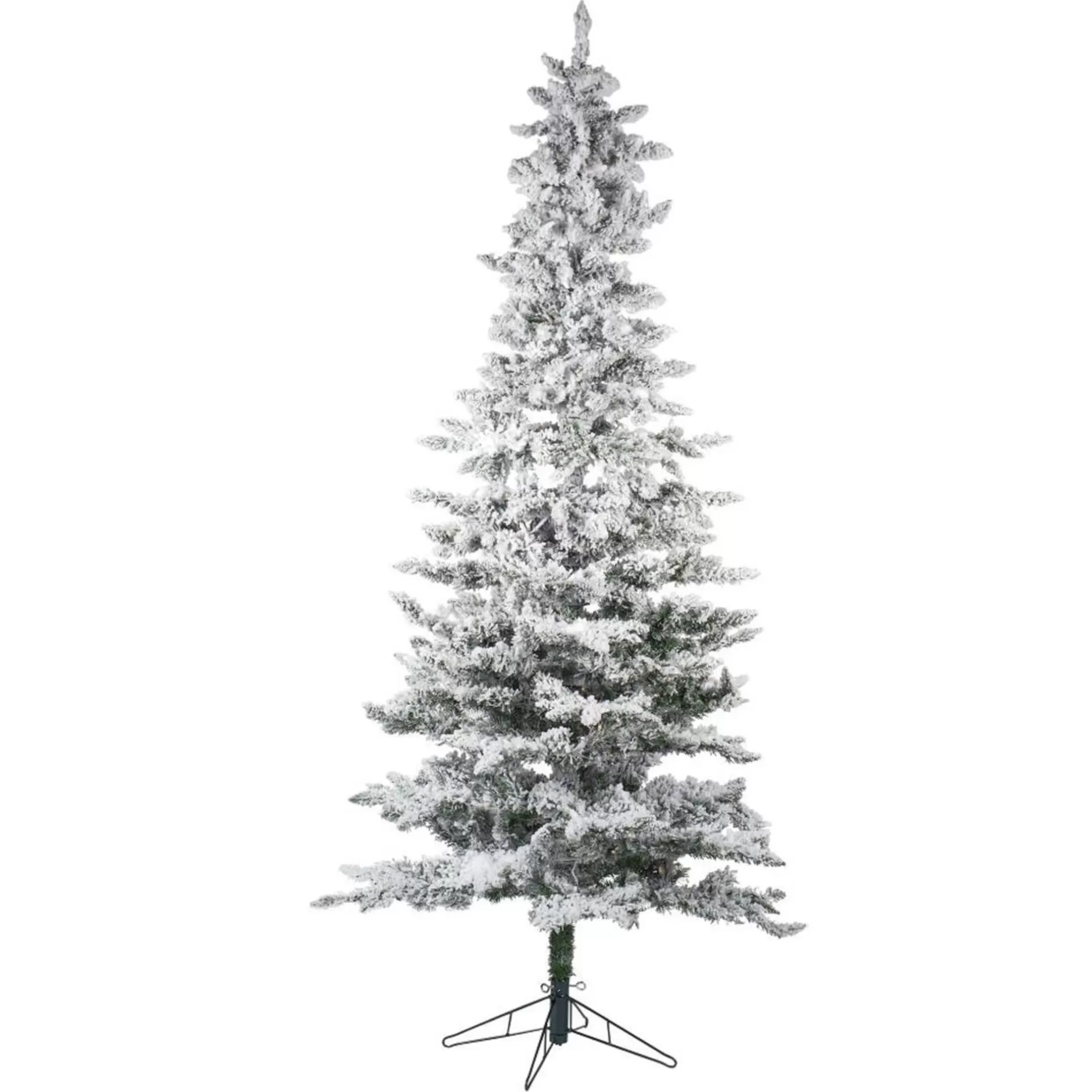 Discount 7.5' Pre-Lit White And Natural Green Slim Flocked Christmas Tree - Clear Lights Pre-Lit