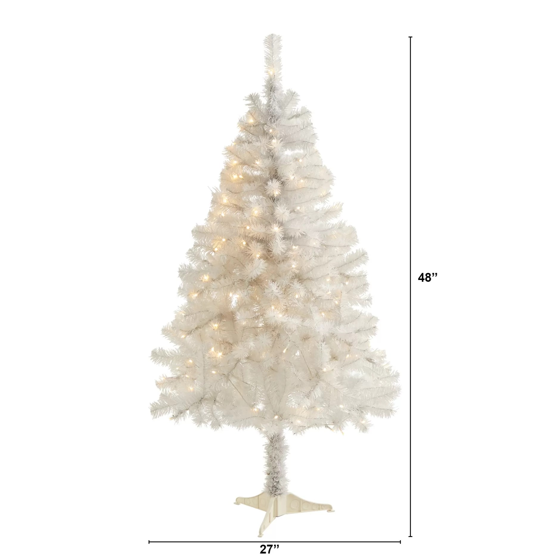 Discount 4' Pre-Lit White Artificial Christmas Tree, Clear Led Lights Pre-Lit