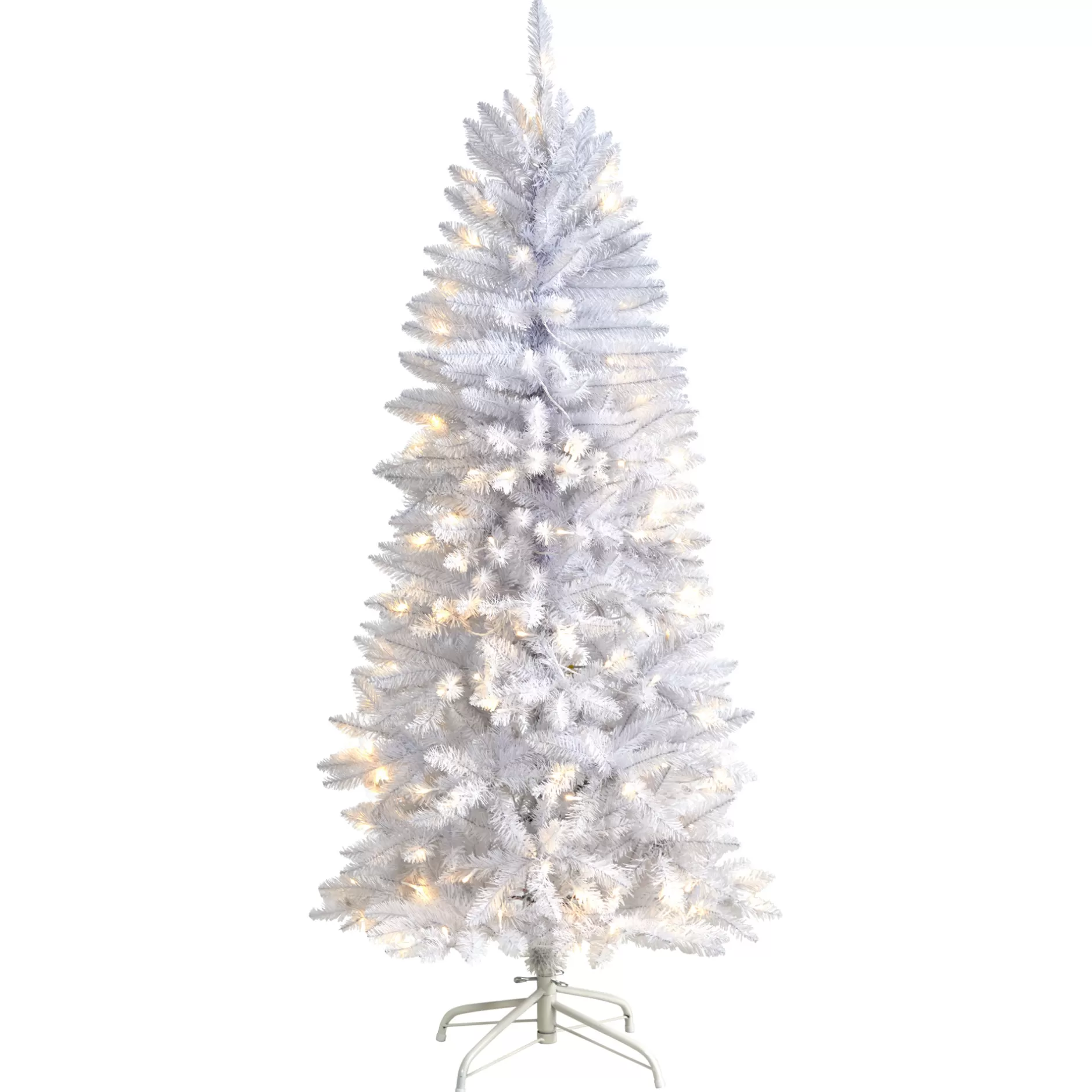 Online 5' Pre-Lit White Artificial Christmas Tree, Clear Lights Colorful