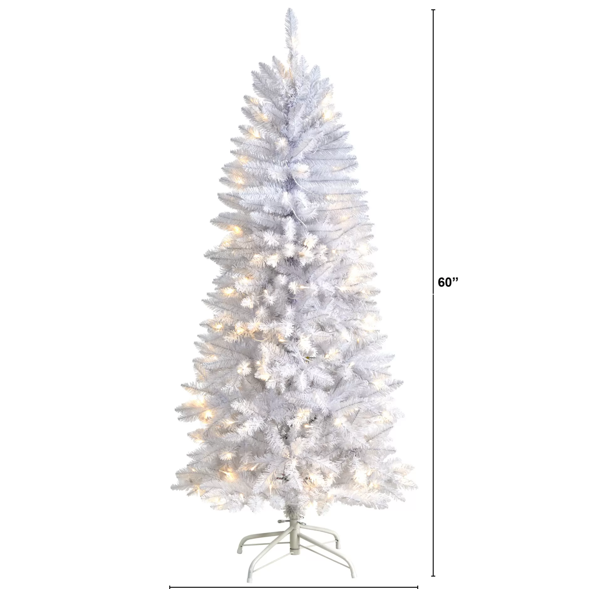 Online 5' Pre-Lit White Artificial Christmas Tree, Clear Lights Colorful