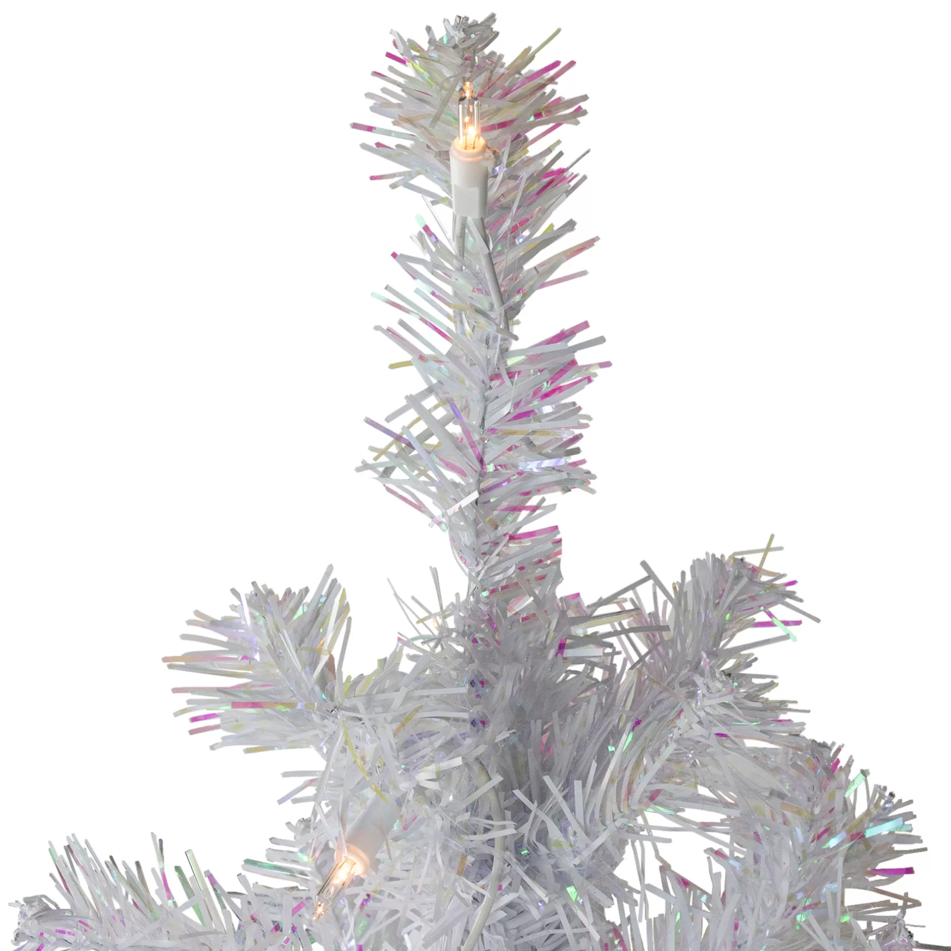 Hot 3' Pre-Lit White Iridescent Pine Artificial Christmas Tree - Clear Lights Colorful