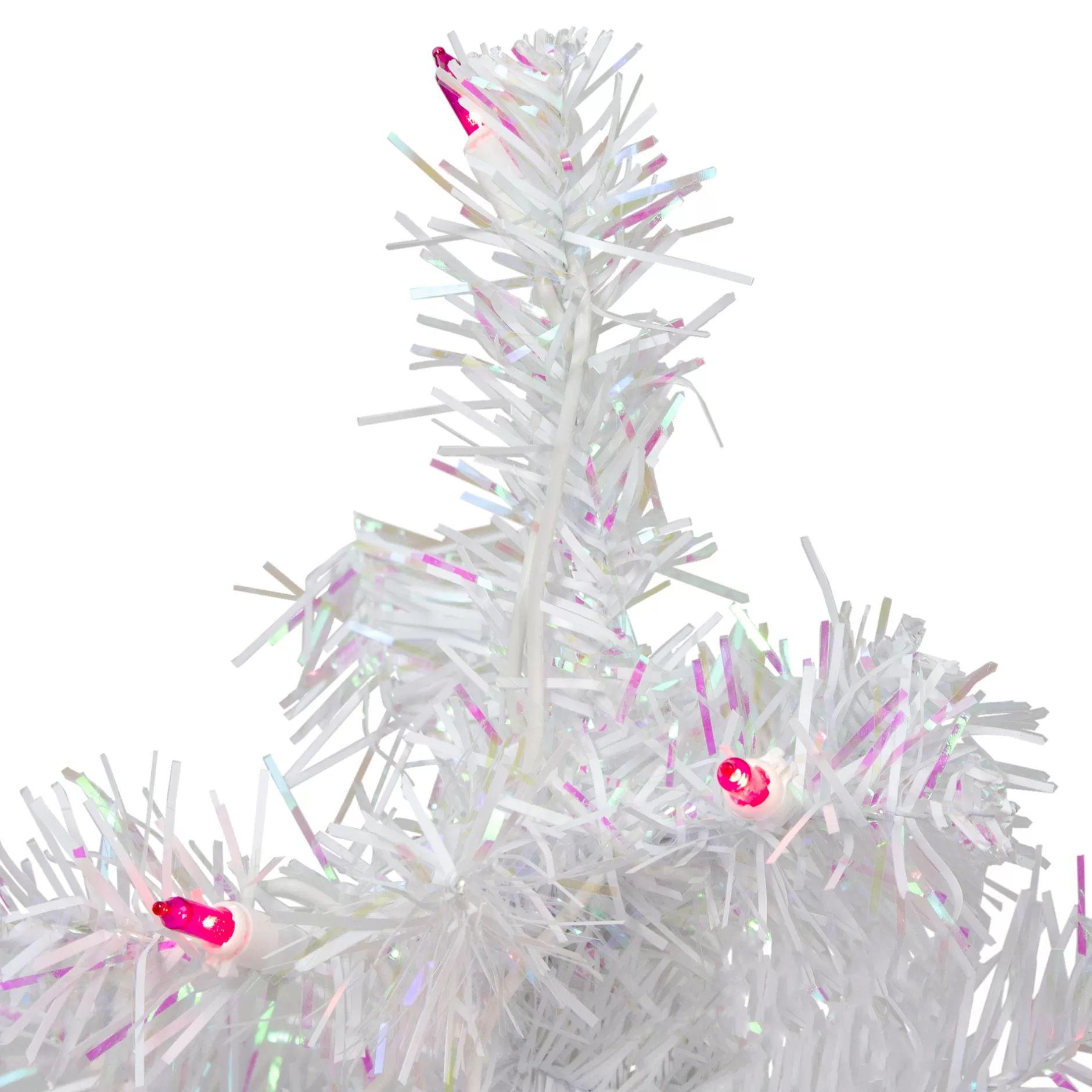 Best Sale 2' Pre-Lit White Iridescent Pine Artificial Christmas Tree - Pink Lights Colorful