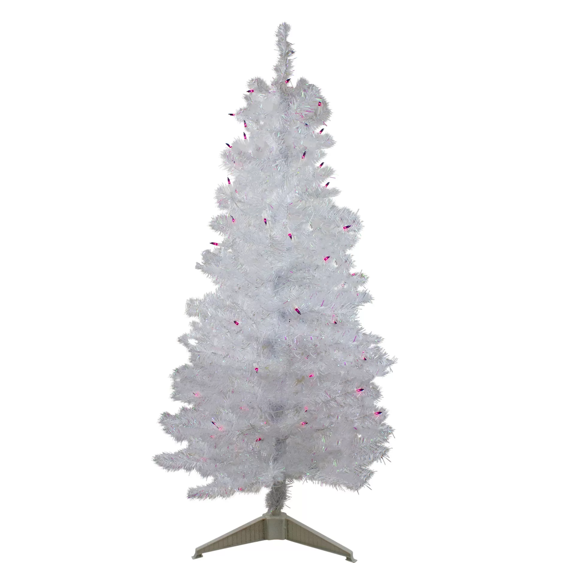 Hot 4' Pre-Lit White Iridescent Pine Artificial Christmas Tree - Purple Lights Colorful