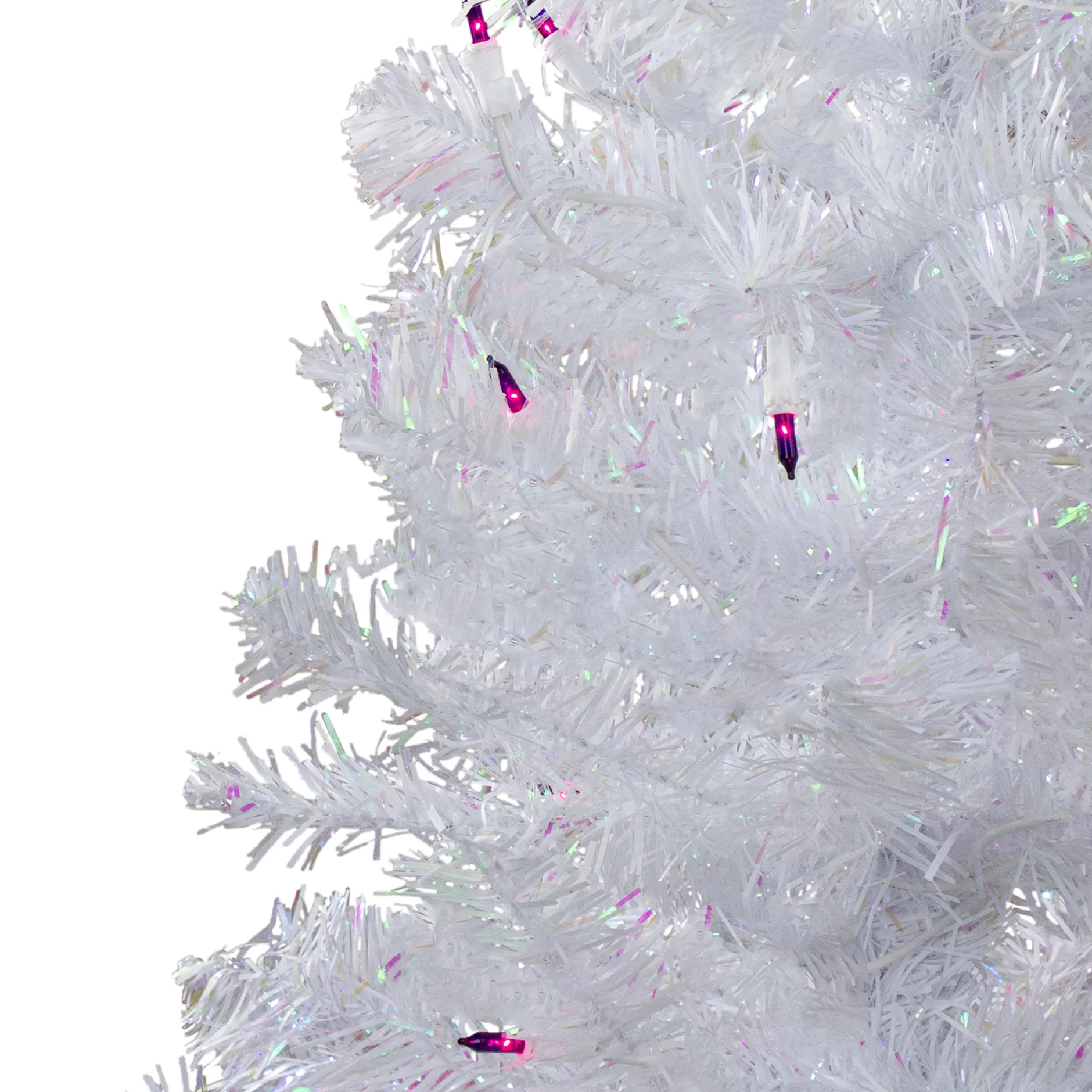 Hot 4' Pre-Lit White Iridescent Pine Artificial Christmas Tree - Purple Lights Colorful