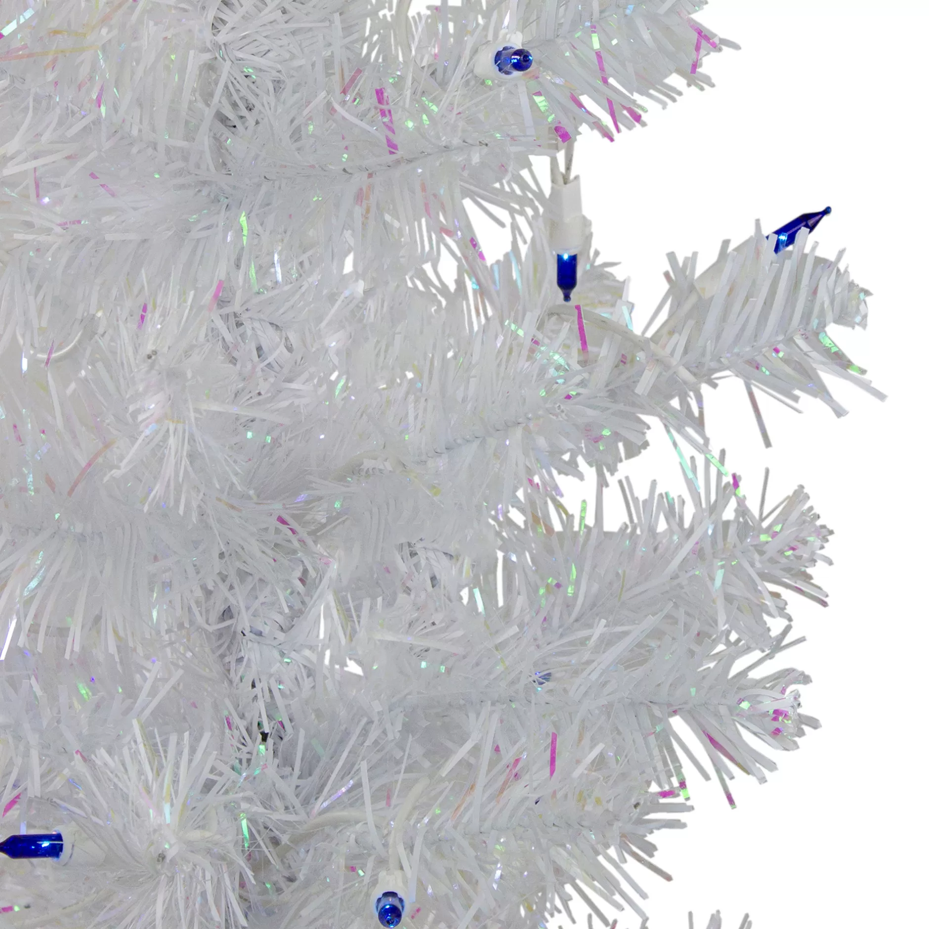 Hot 3' Pre-Lit White Medium Pine Artificial Christmas Tree - Blue Lights Colorful