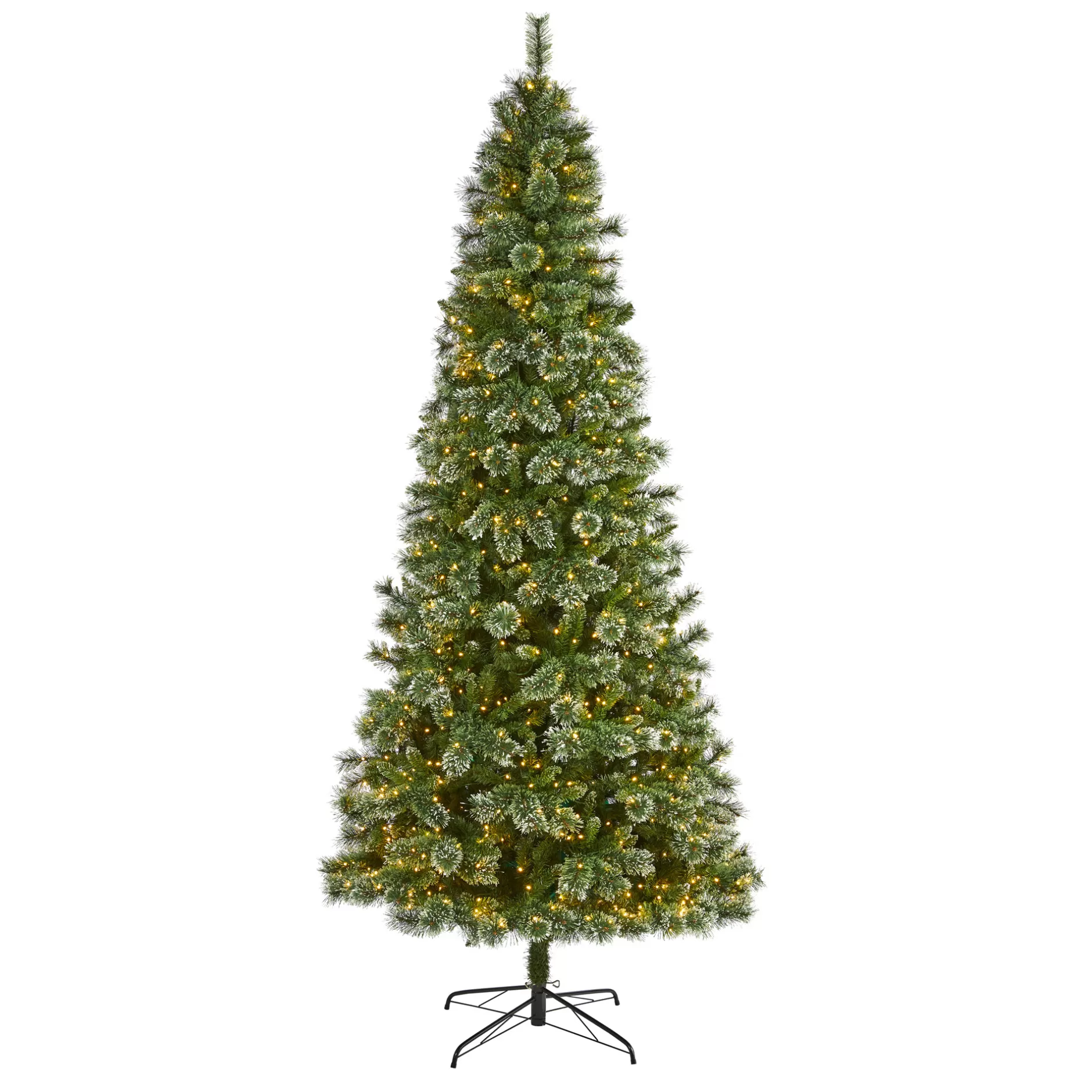 Shop 9' Pre-Lit Wisconsin Slim Snow Tip Pine Artificial Christmas Tree, Clear Led Lights Pre-Lit