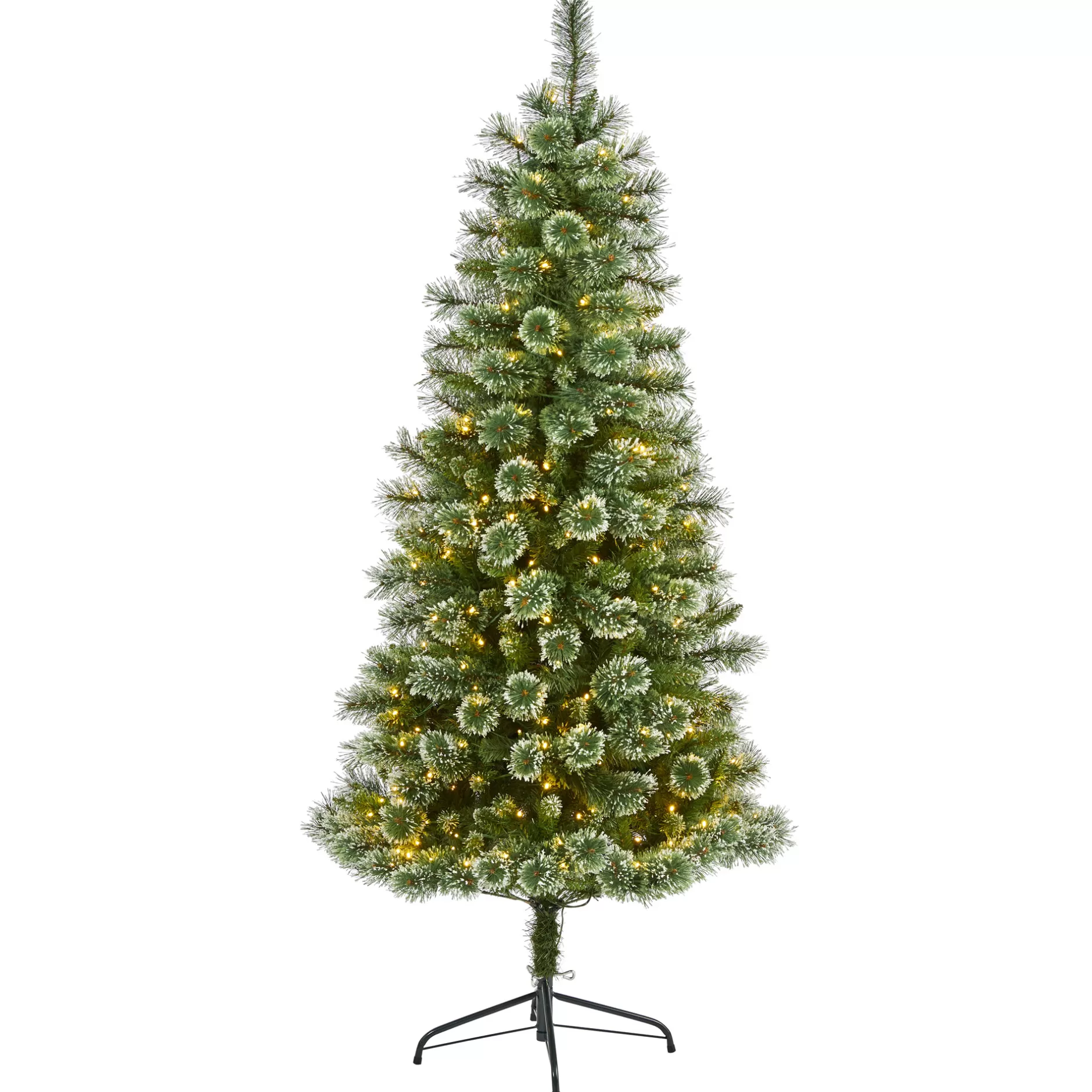 Best 6' Pre-Lit Wisconsin Slim Snow Tip Pine Artificial Christmas Tree, Clear Led Lights Pre-Lit