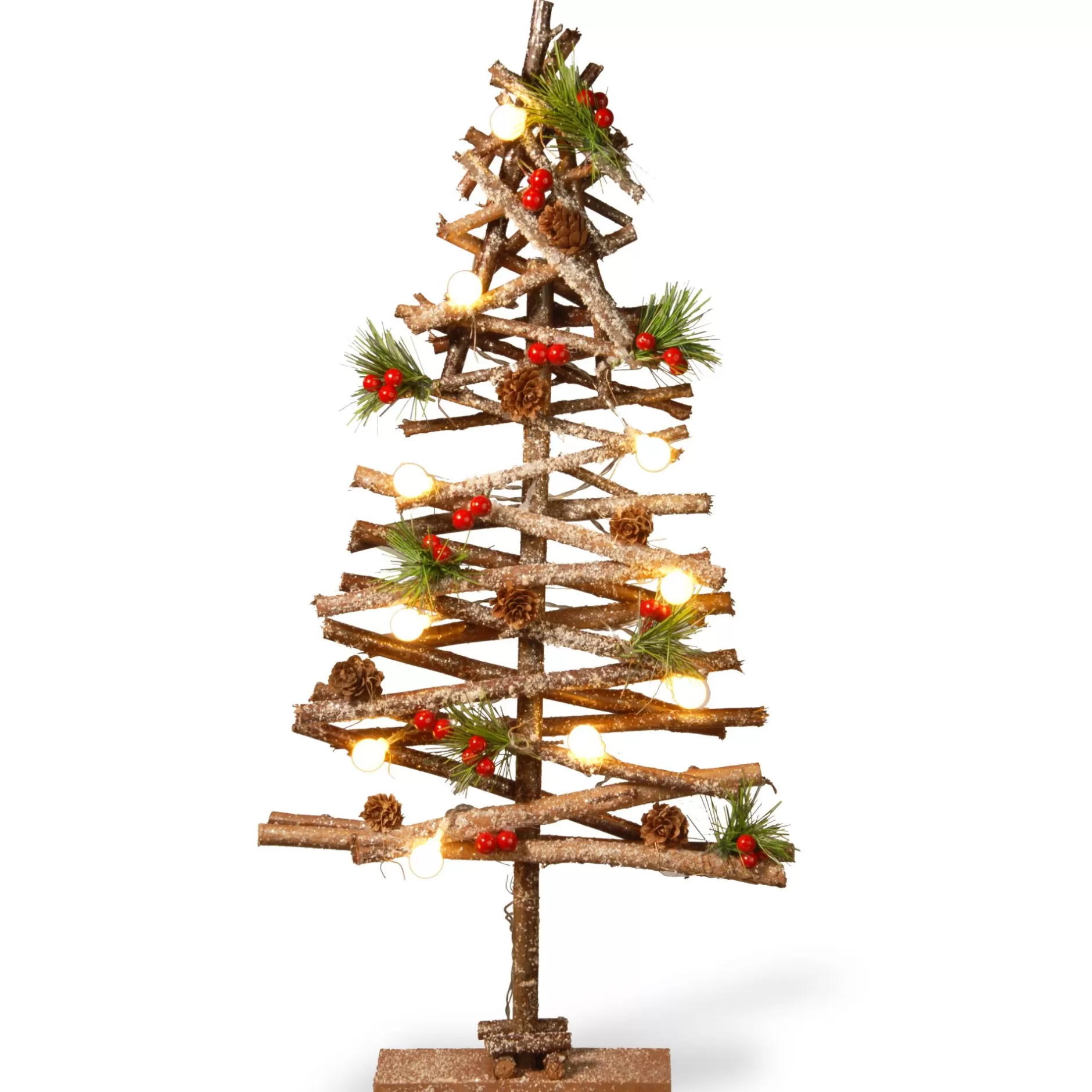 Cheap 23" Pre-Lit Wood Look Battery Operated Christmas Tree - Warm White Led Lights Pre-Lit