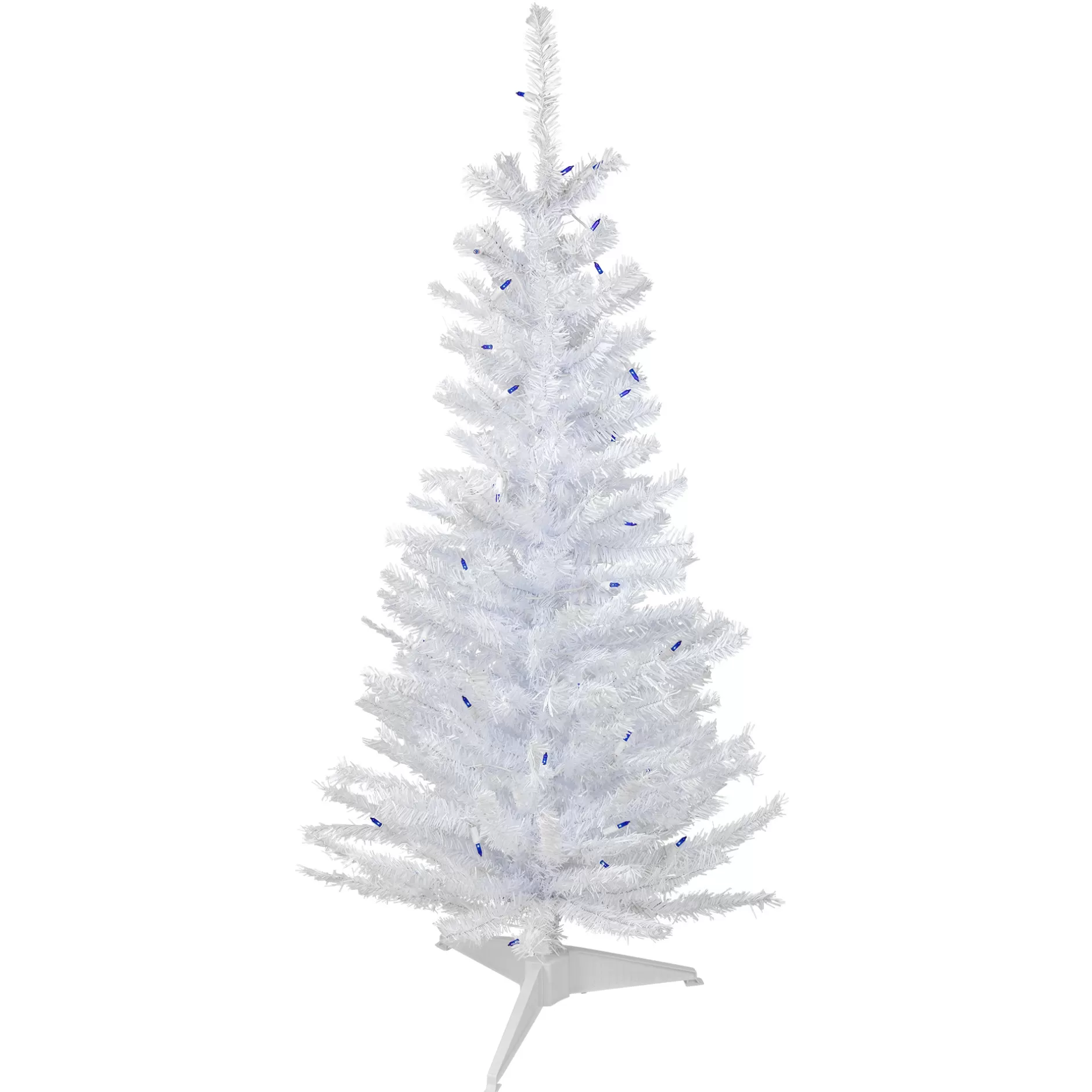 Store 4' Pre-Lit Woodbury White Pine Slim Artificial Christmas Tree, Blue Lights Pre-Lit