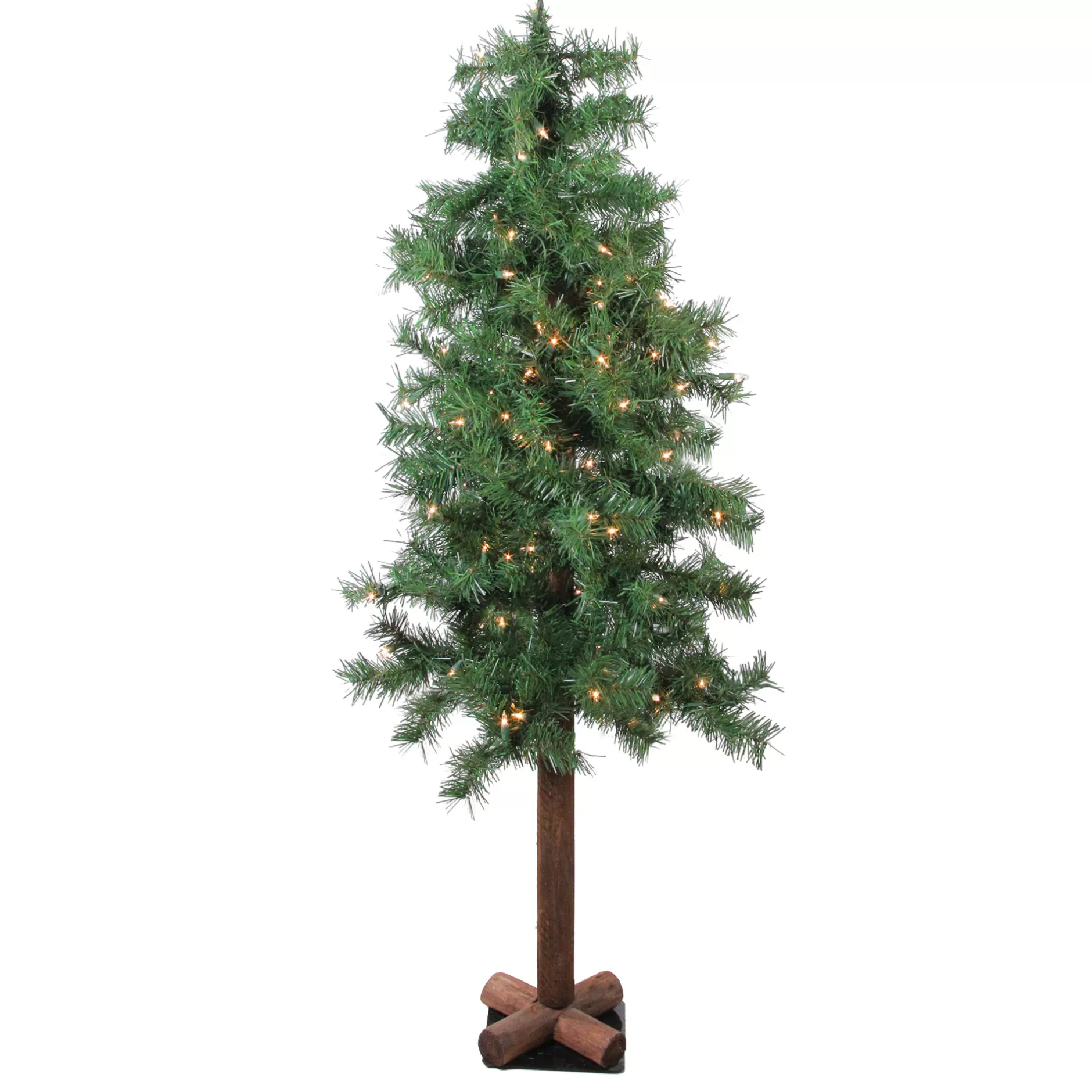 New 4' Pre-Lit Woodland Alpine Artificial Christmas Tree, Clear Lights Alpine