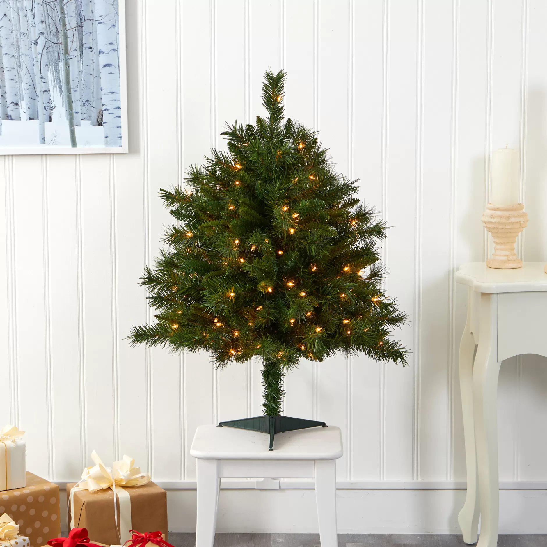 Clearance 3' Pre-Lit Wyoming Pine Artificial Christmas Tree, Clear Led Lights Pre-Lit