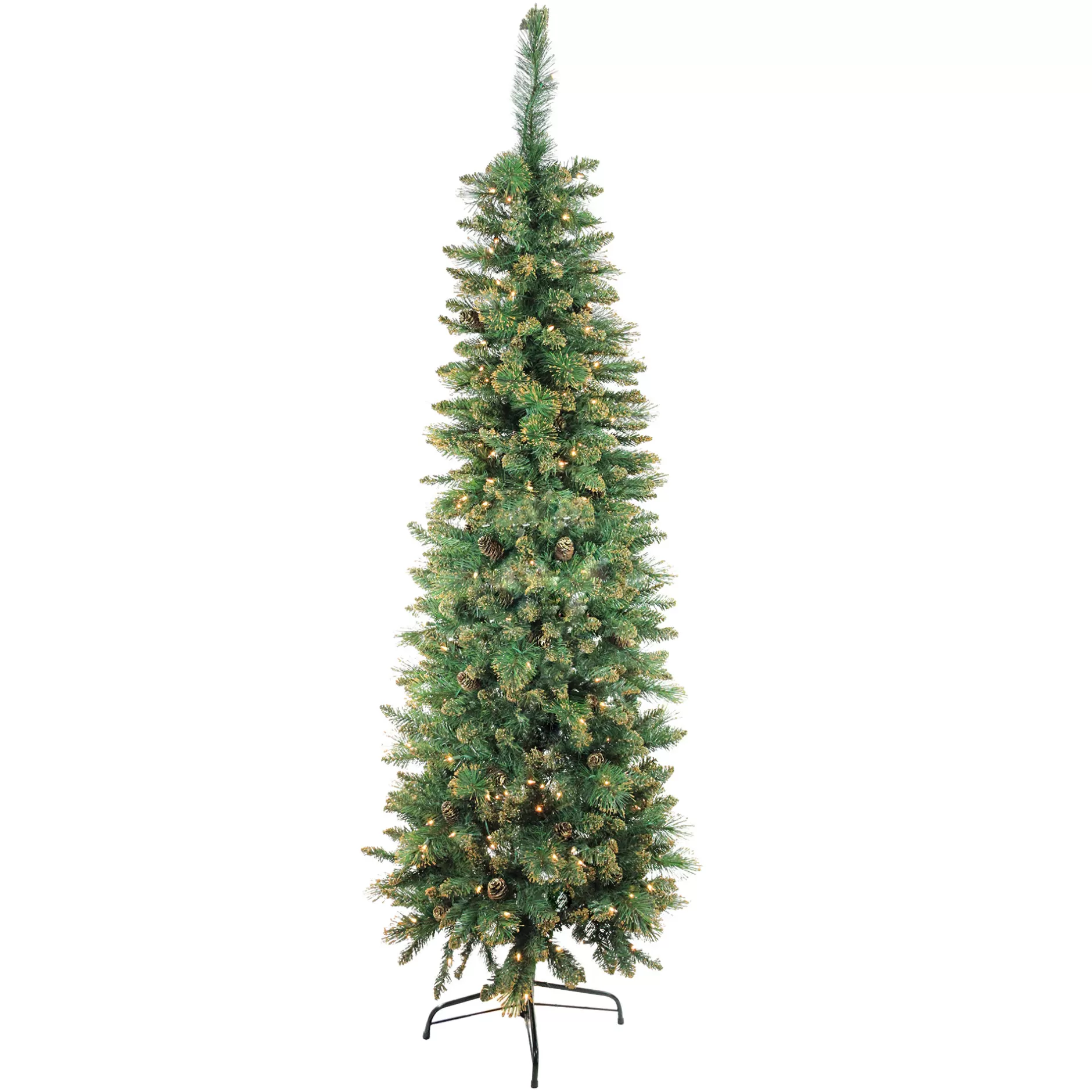 Store 7' Pre-Lit Yorkville Pine Pencil Artificial Christmas Tree - Clear Lights Pre-Lit