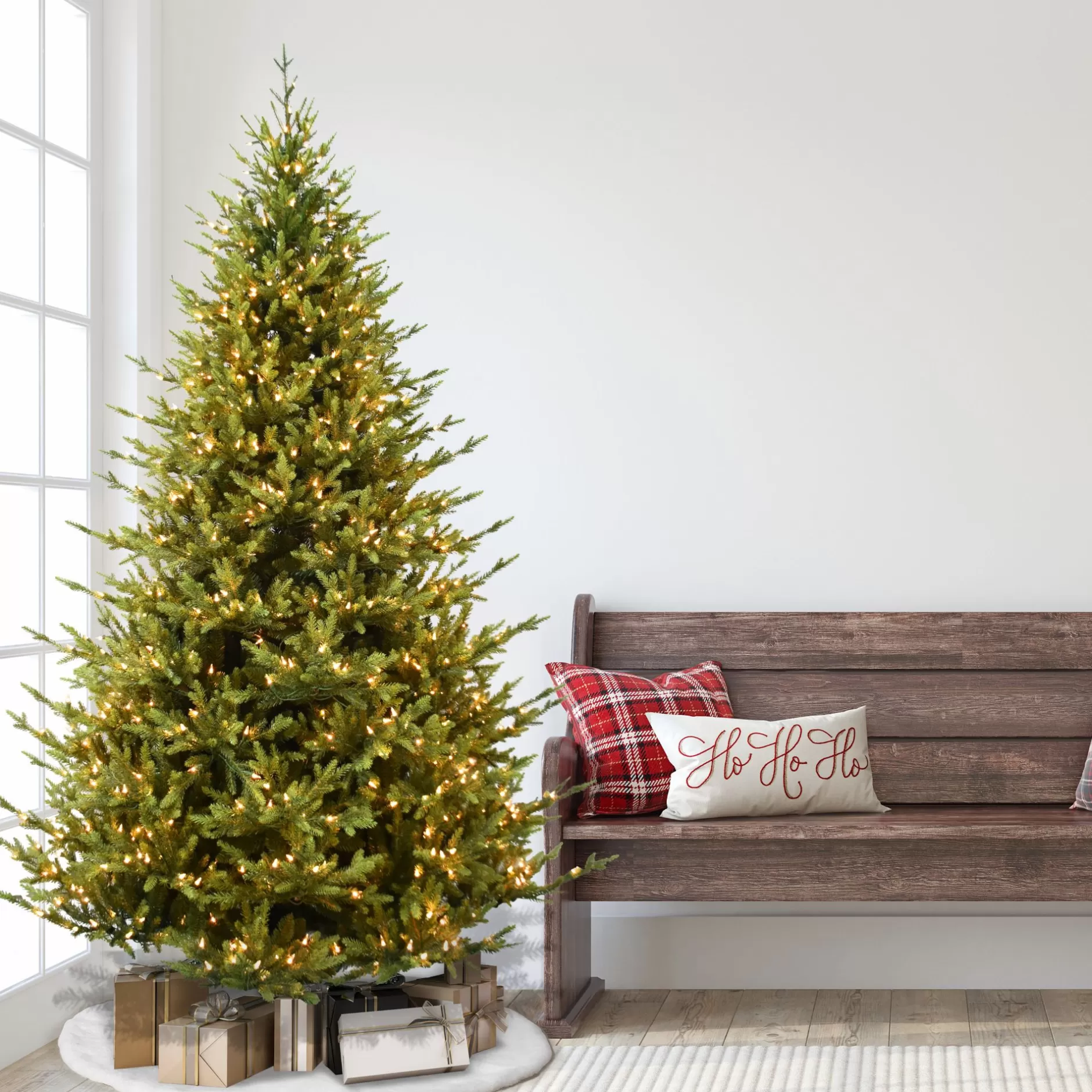 Store 7.5' Pre-Litaddison Fir Artificial Christmas Tree, Clear Lights Pre-Lit