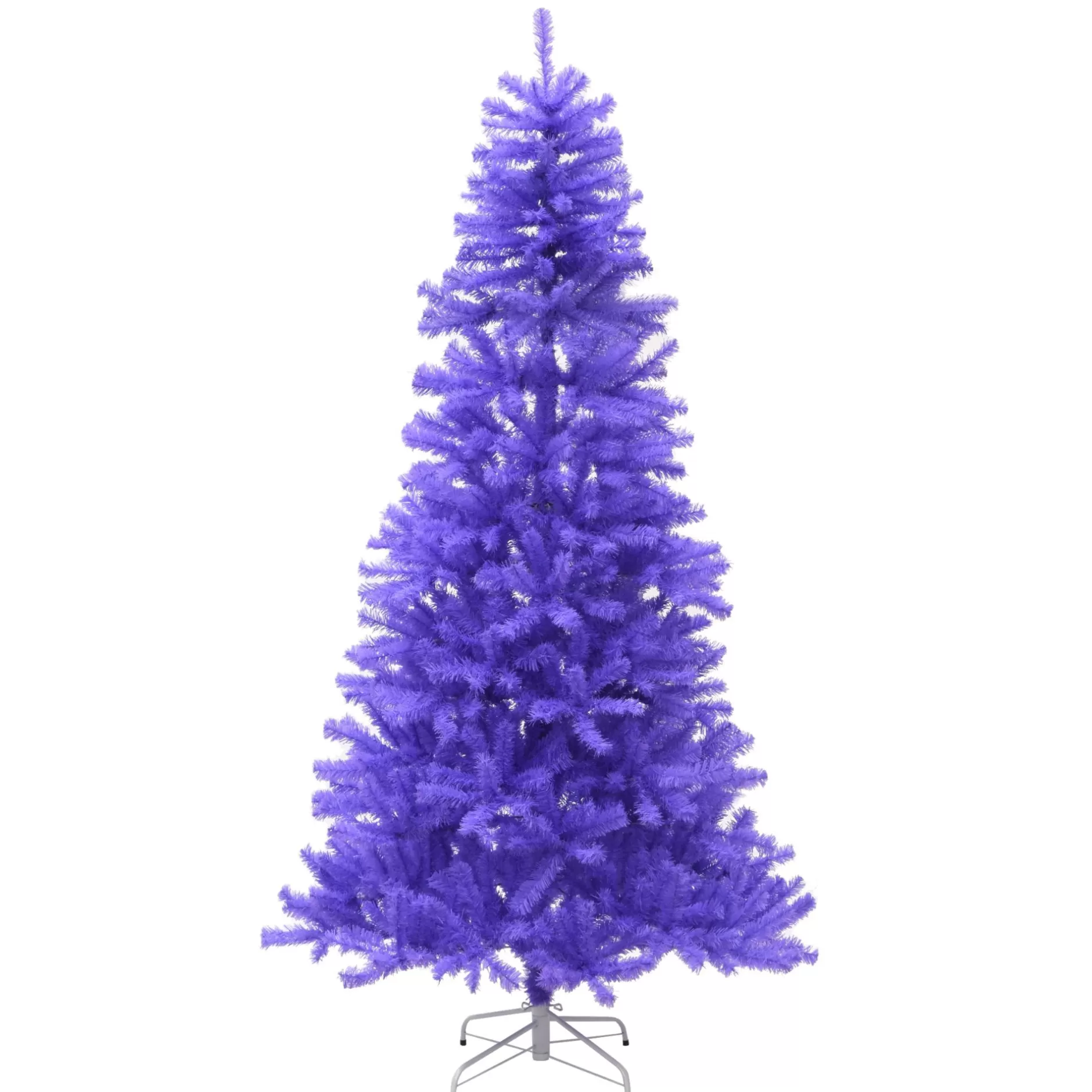 New 7.5' Purple Artificial Christmas Tree With White Stand, Unlit Colorful