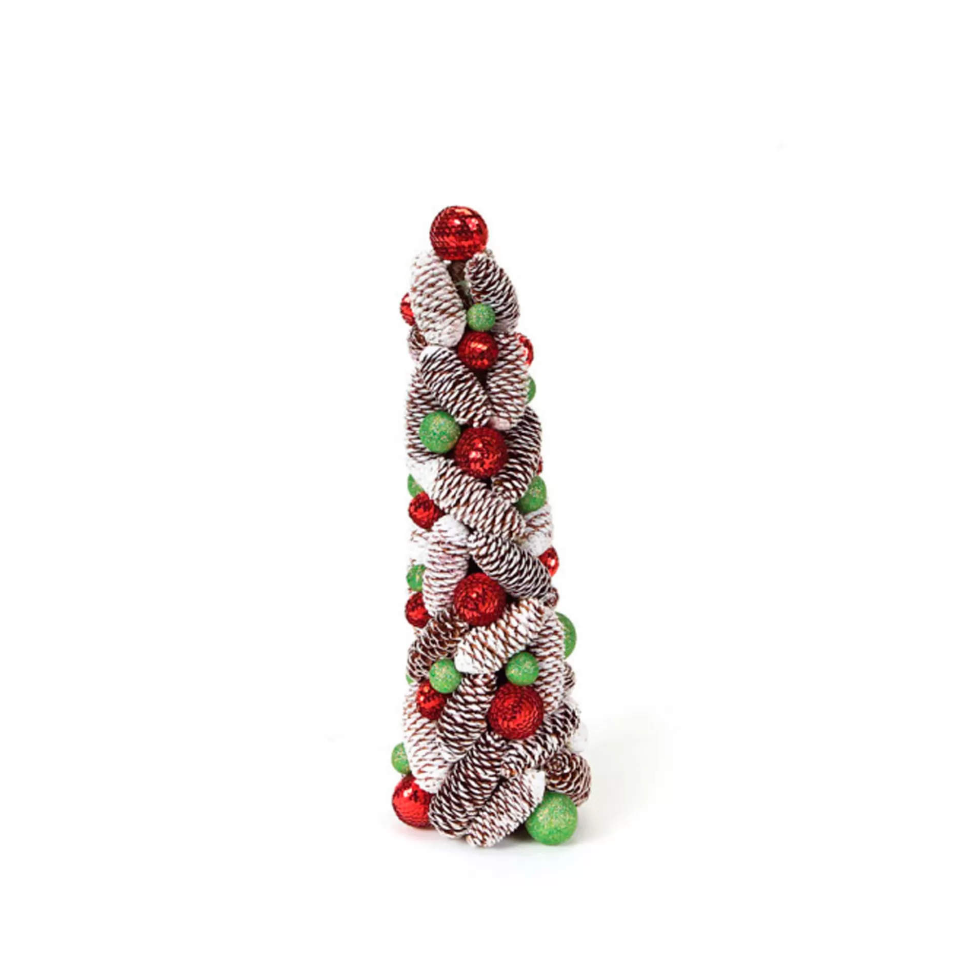 Store 1.5' Red And White Pine Cone Topiary Christmas Tree - Unlit Flocked