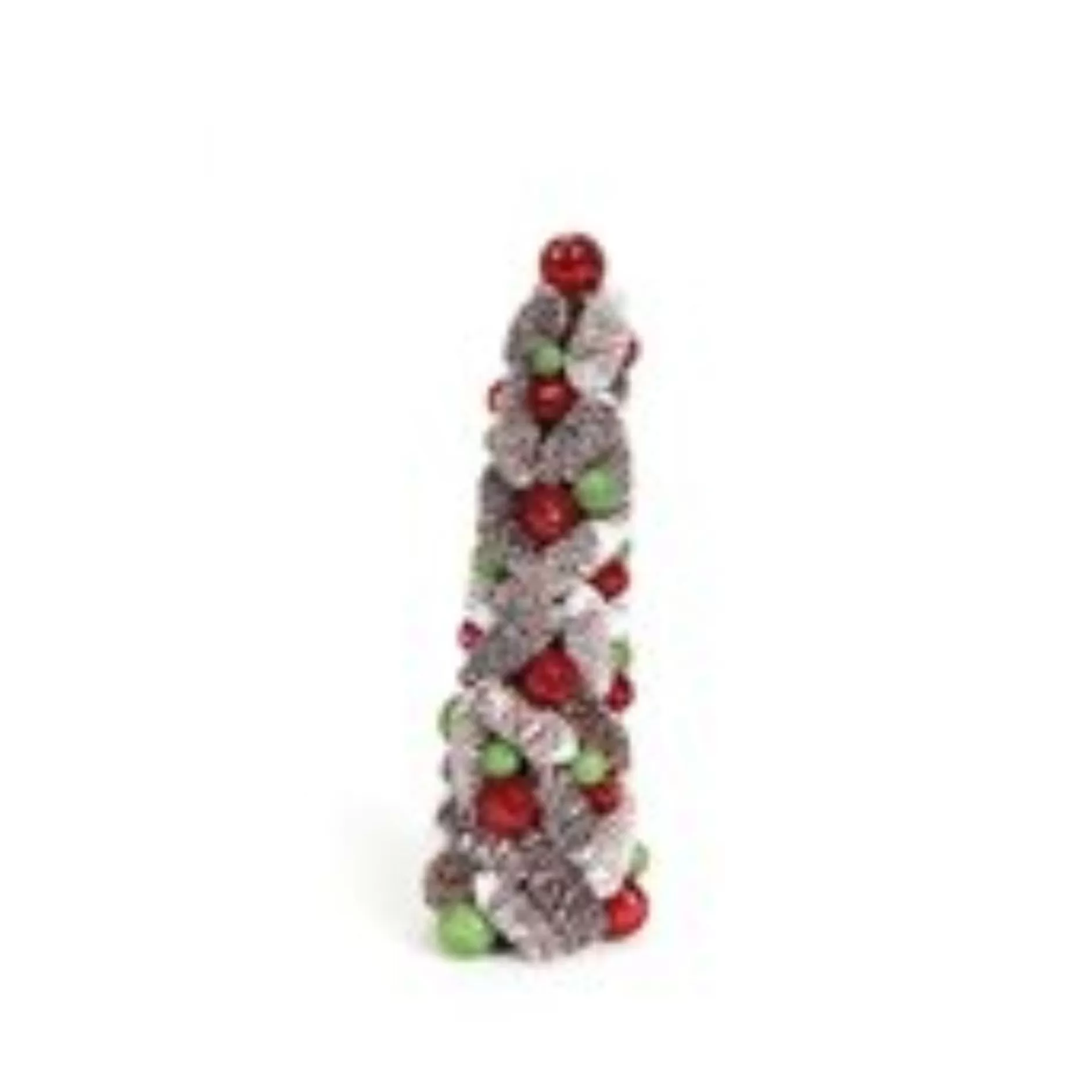 Store 1.5' Red And White Pine Cone Topiary Christmas Tree - Unlit Flocked