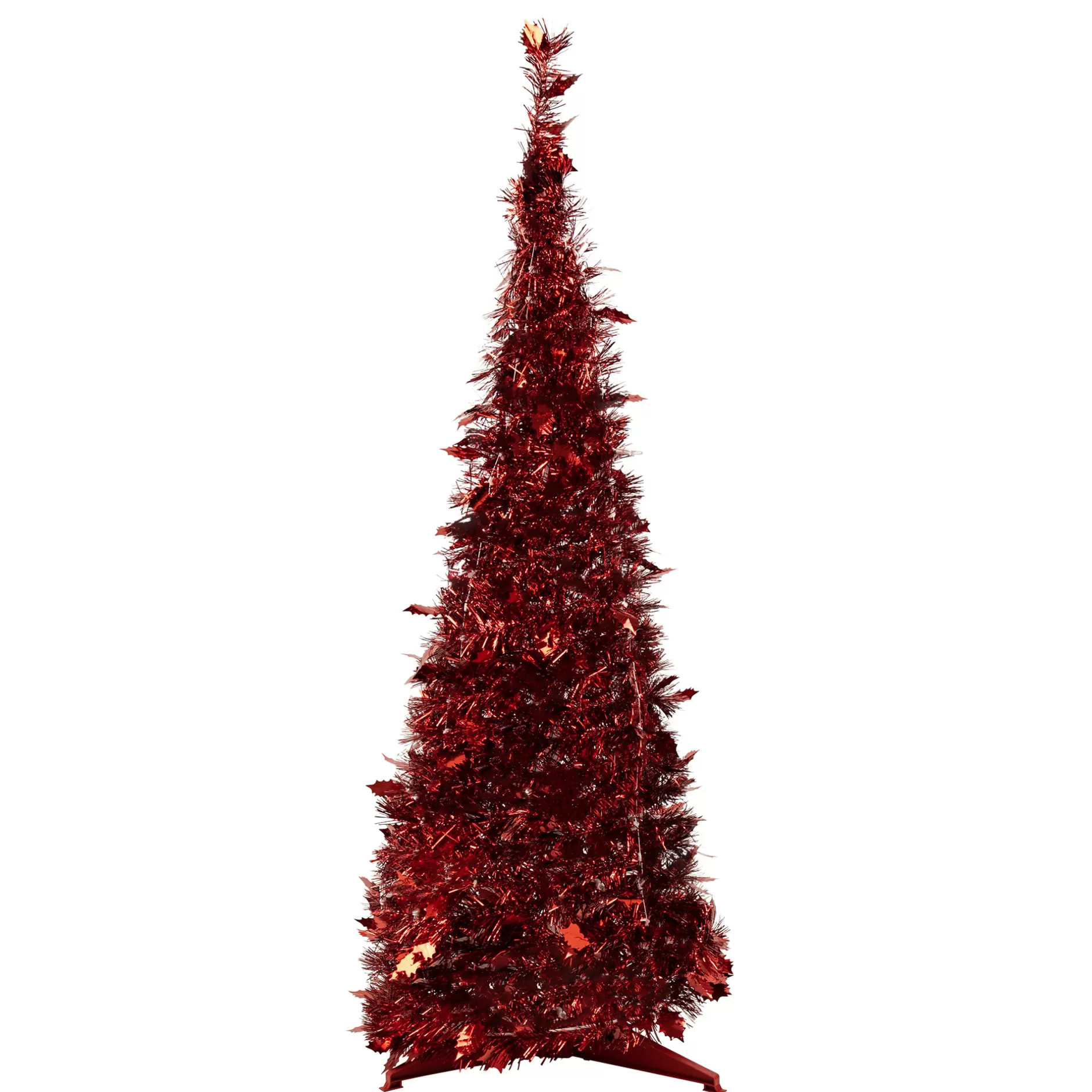 Cheap 4' Red Tinsel Pop-Up Artificial Christmas Tree, Unlit Pop Up