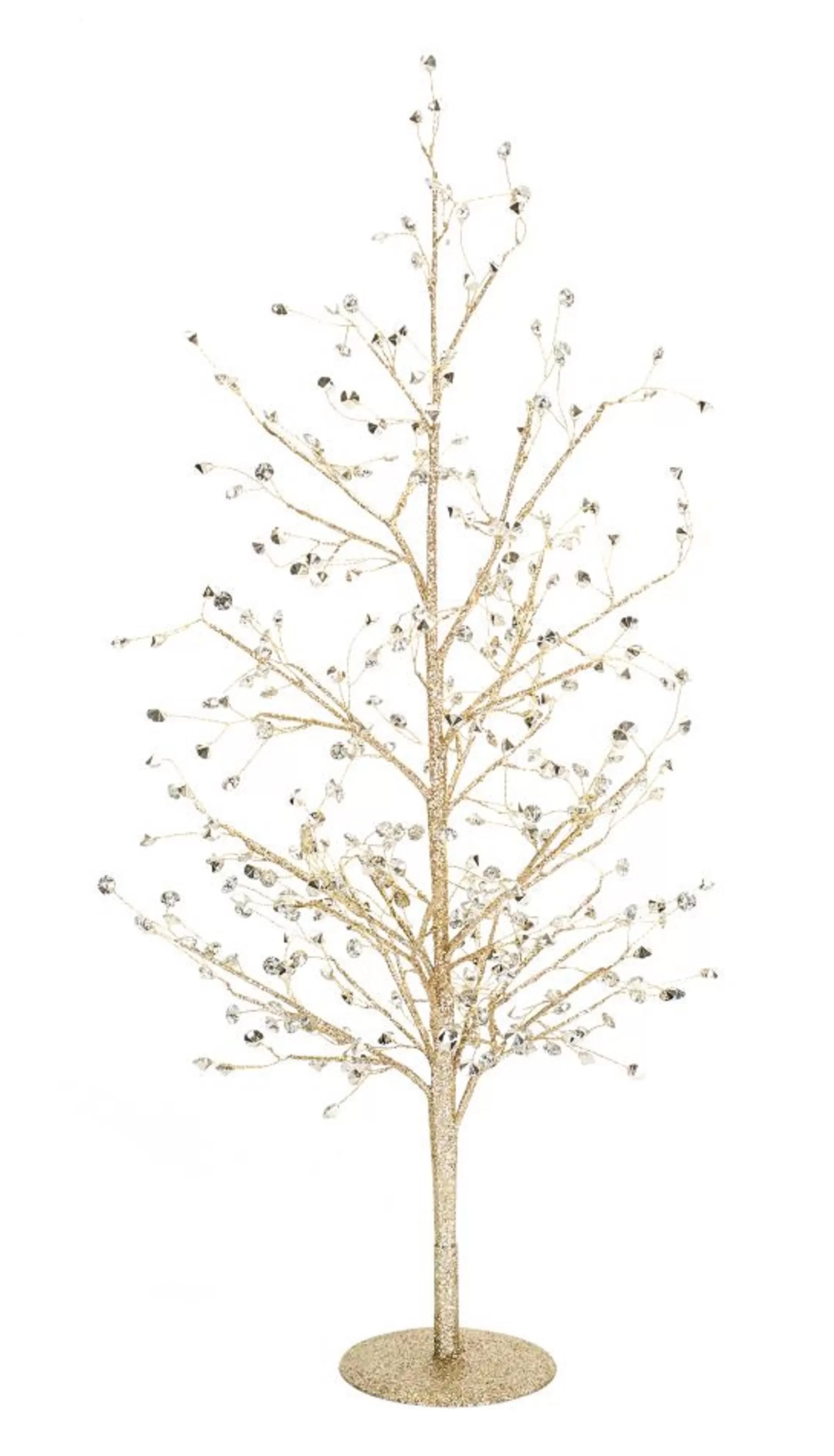 Best Sale Set Of 2 Gold And Clear Glittering Gem Decorative Christmas Tree Tabletop Decors 26" Colorful