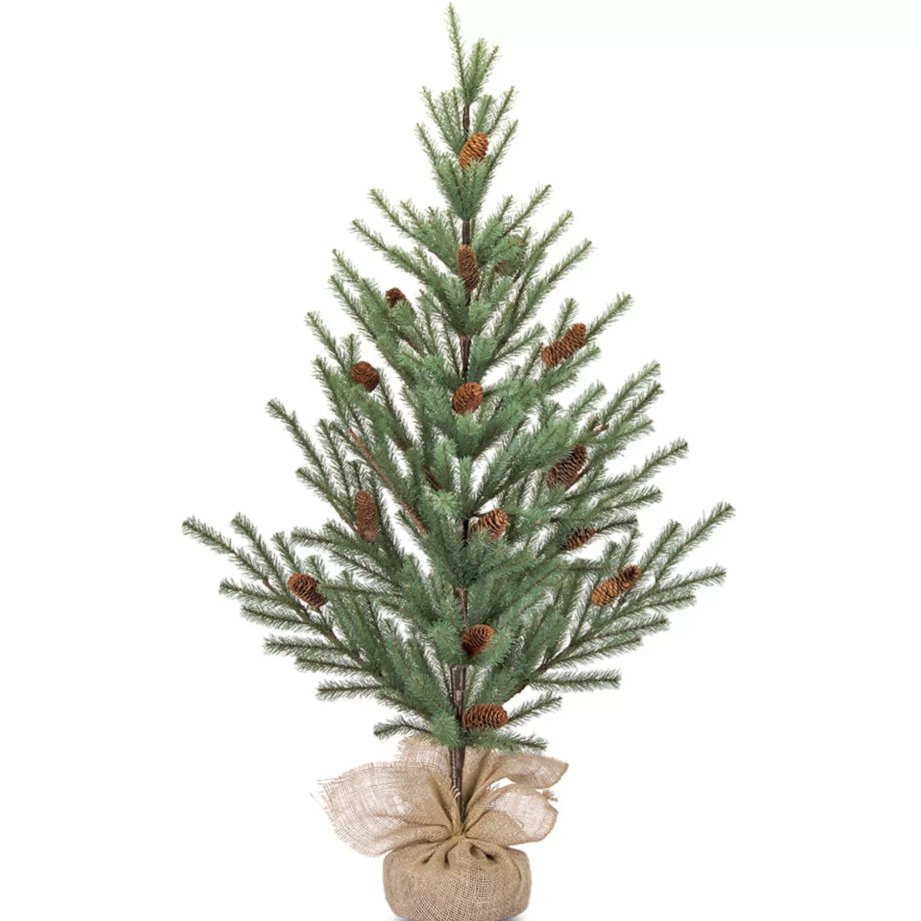 Cheap Set Of 2 Green And Brown Holiday Pine Cones Potted Artificial Christmas Tree With Burlap Base, 36" Potted