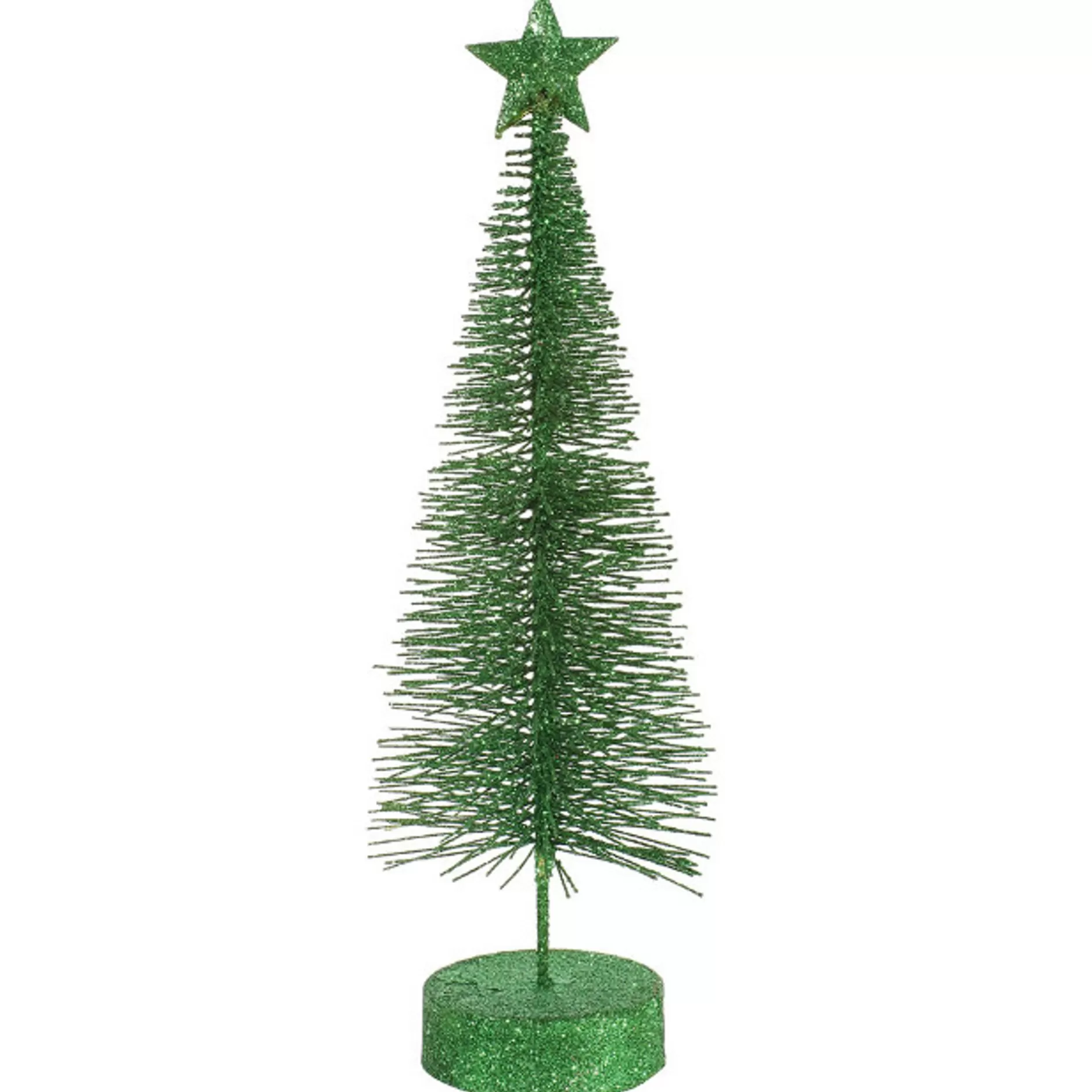 Cheap Set Of 2 Kiwi Green Glitter Sisal Artificial Tabletop Christmas Trees 8" Colorful