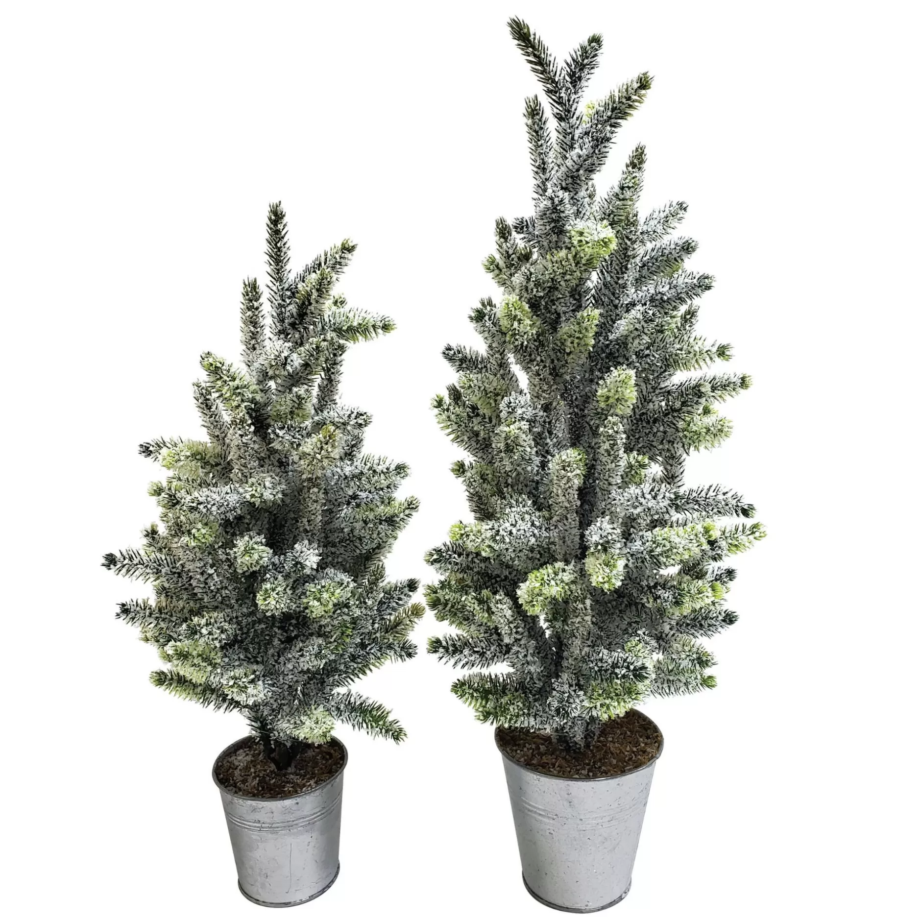 Flash Sale Set Of 2 Potted Frosted Artificial Christmas Trees 20.75" Potted