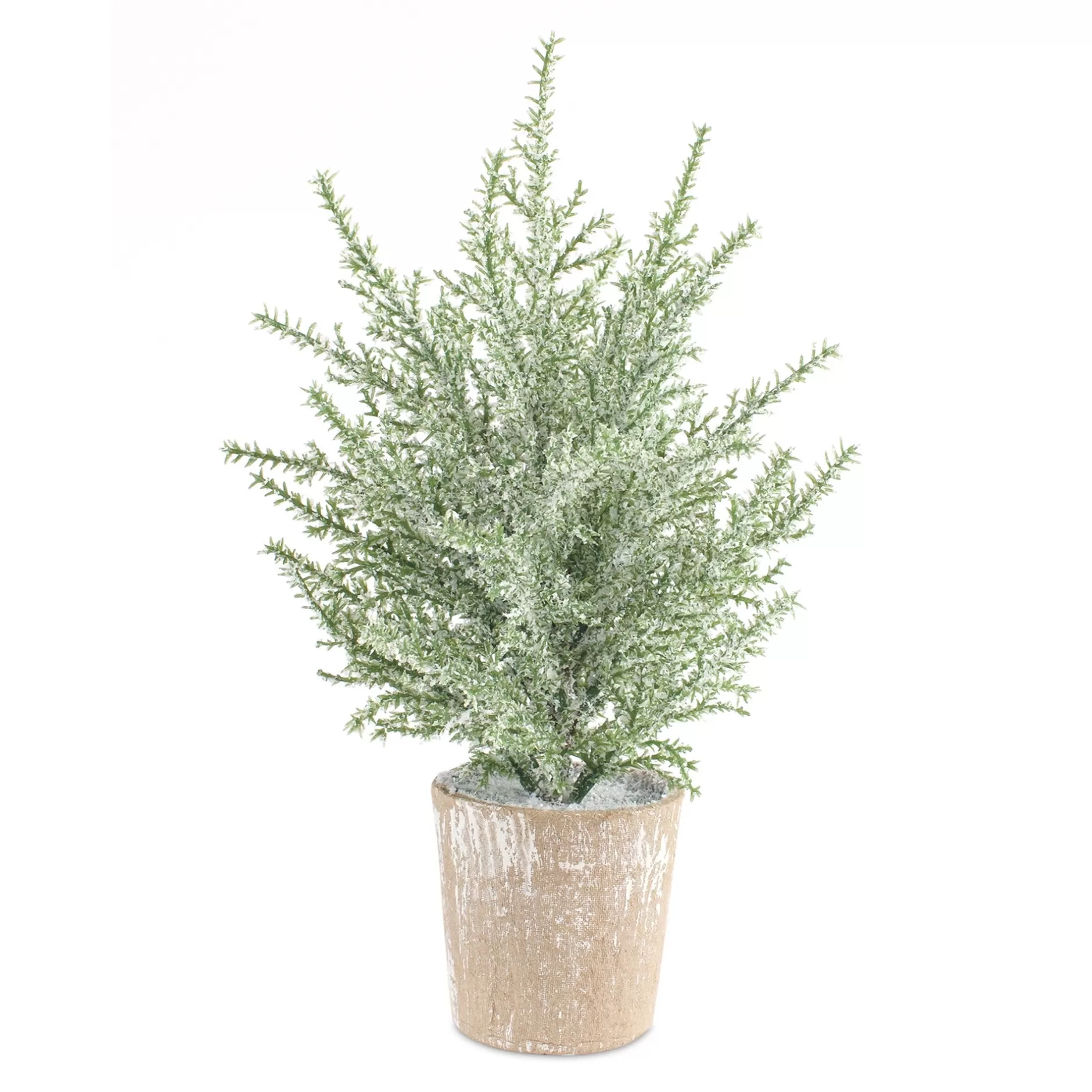 Fashion Set Of 6 Potted Frosted Pine Artificial Christmas Tree, Unlit Potted