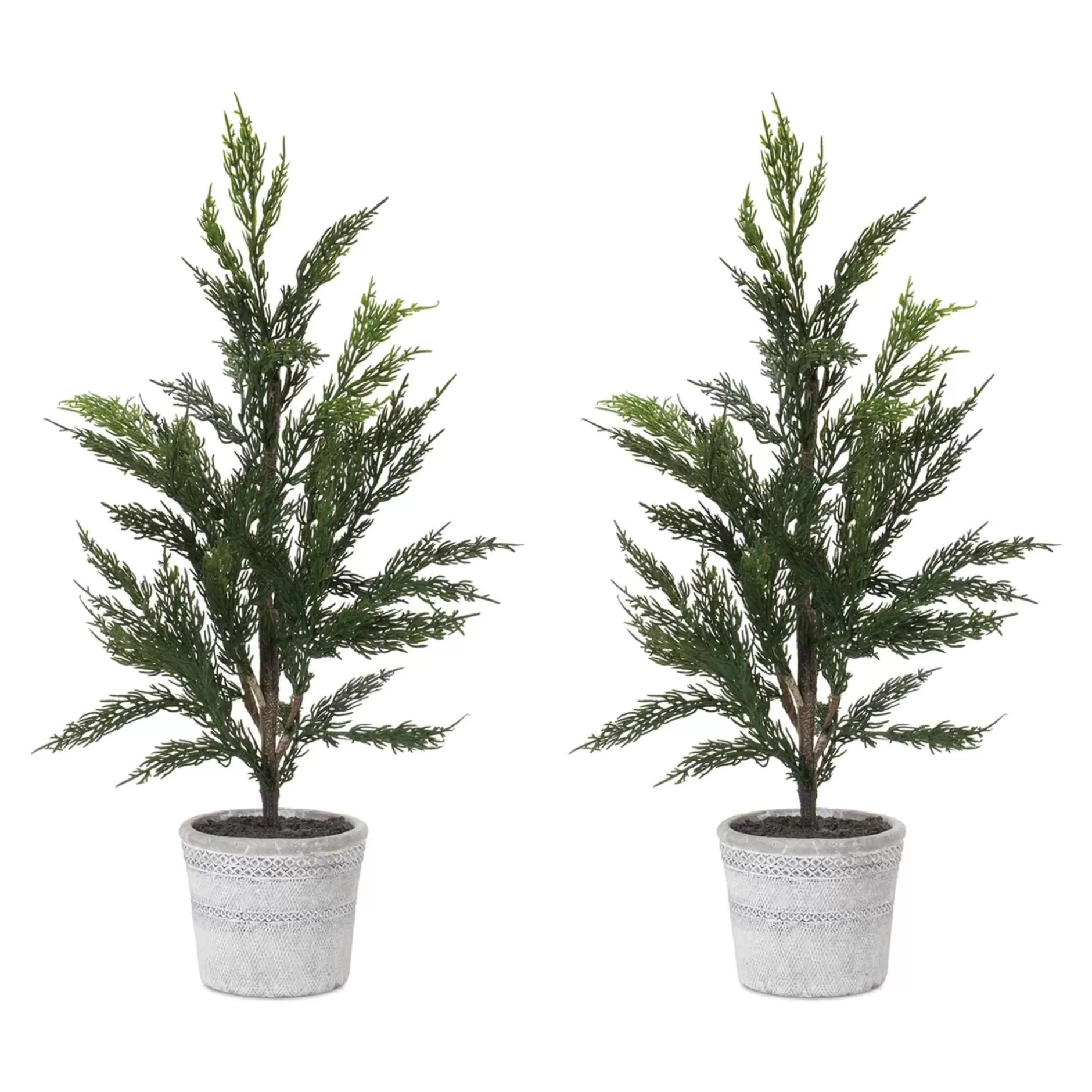 Best Set Of 2 Potted Pine Artificial Christmas Tree, Unlit, 22" Potted