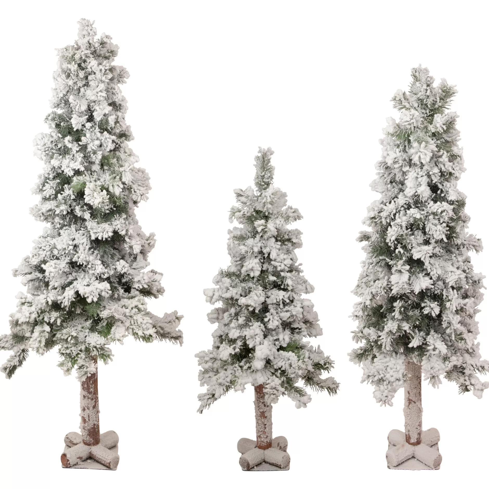 Best Sale Set Of 3 Slim Flocked Alpine Artificial Christmas Trees 5' - Unlit Alpine