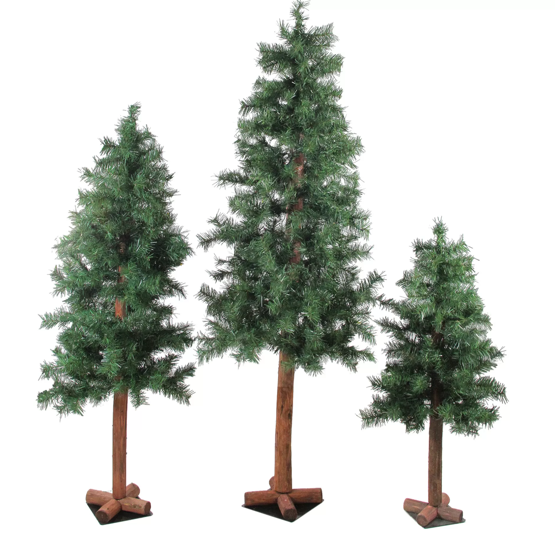 Discount Set Of 3 Slim Woodland Alpine Artificial Christmas Trees 5' - Unlit Alpine