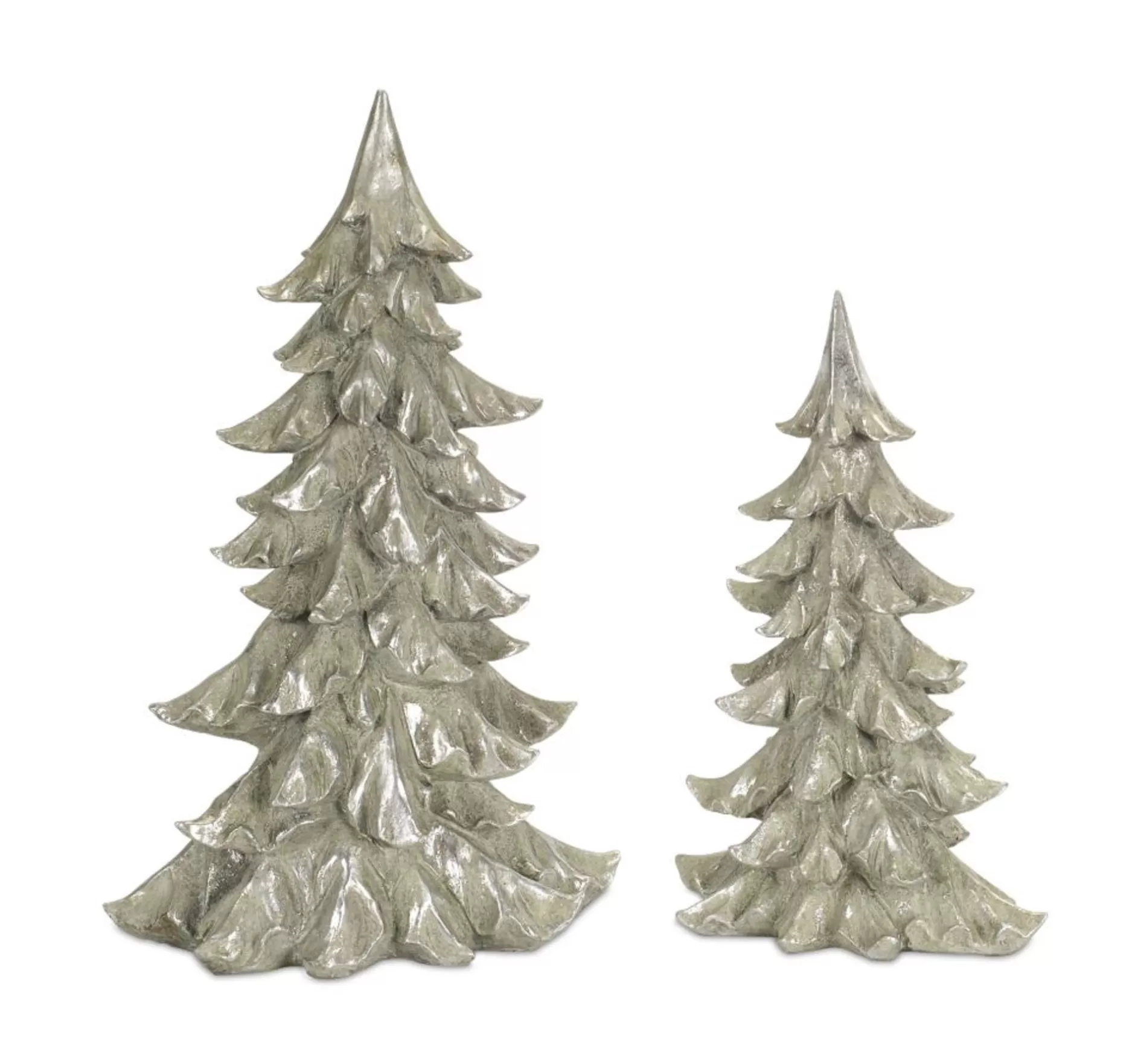 Store Set Of 2 Subtle Gray Antique Style Christmas Holiday Decor Tree 20.25" Colorful