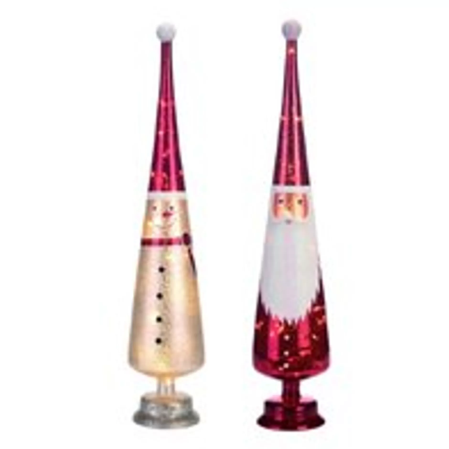 Best Sale Set Of 2 Traditional Multicolor Christmas Light Up Santa Snowman Tree Decors 20" Commercial