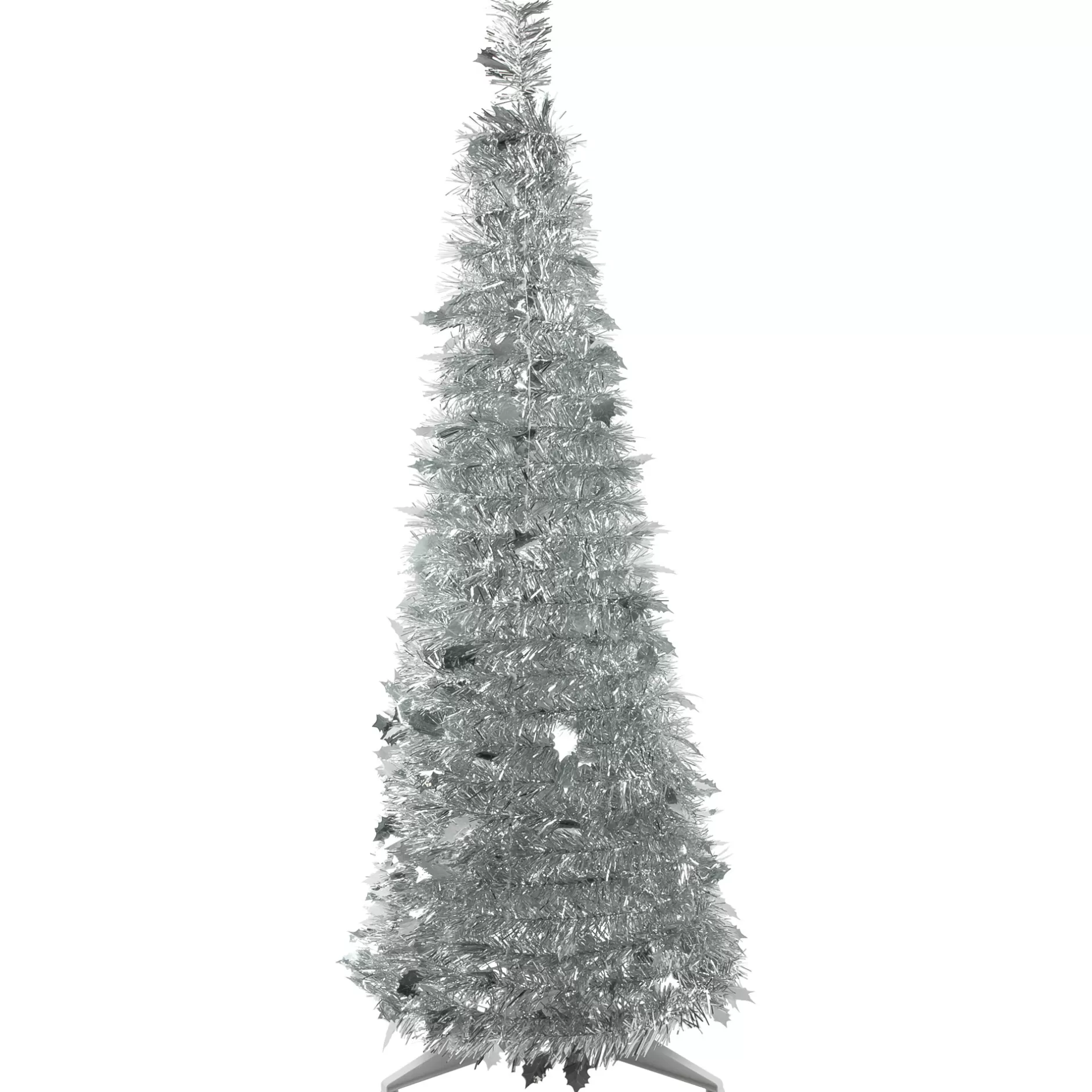 Best 4' Silver Tinsel Pop-Up Artificial Christmas Tree, Unlit Pop Up