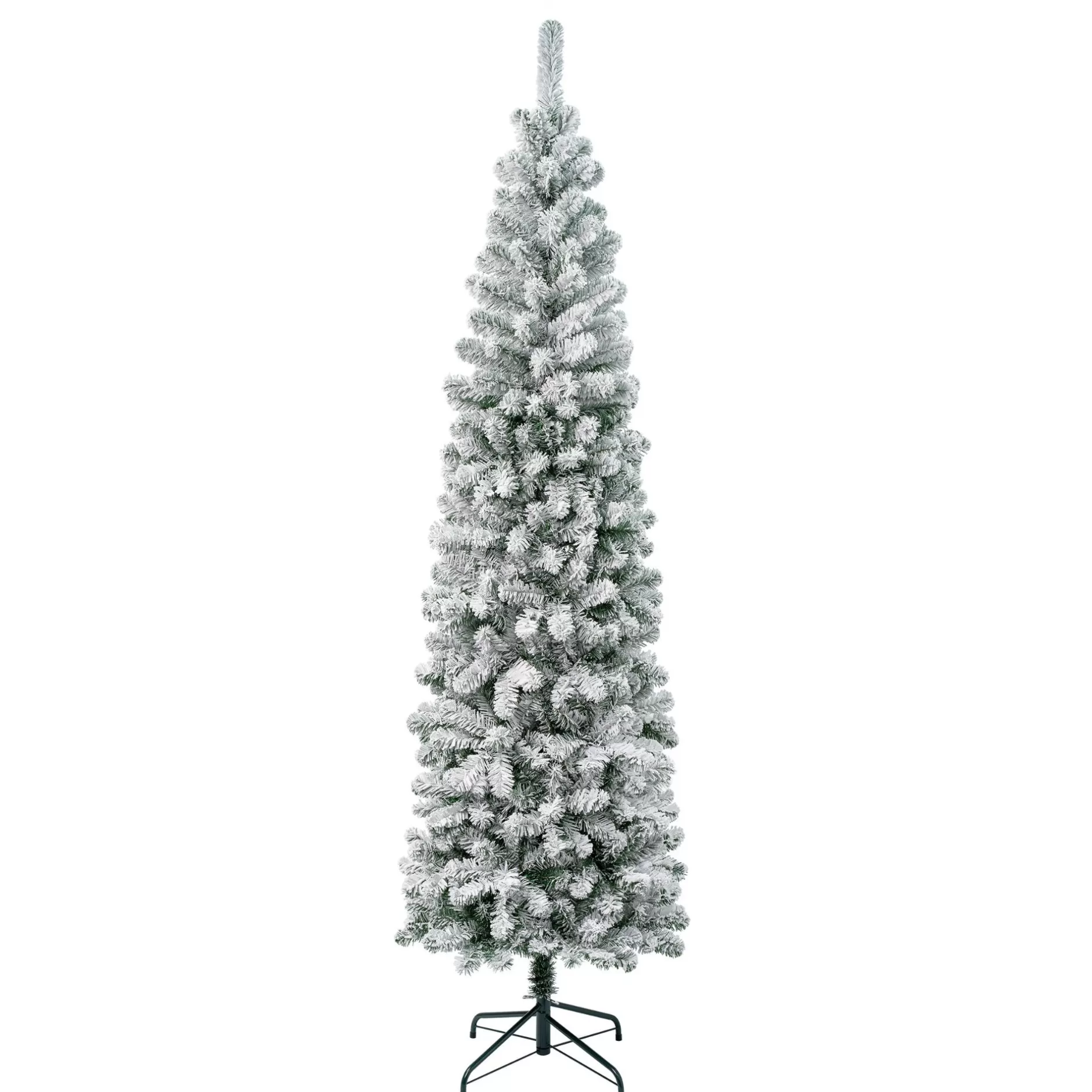 Discount 7.5' Slim Flocked Acacia Artificial Christmas Tree, Unlit Flocked