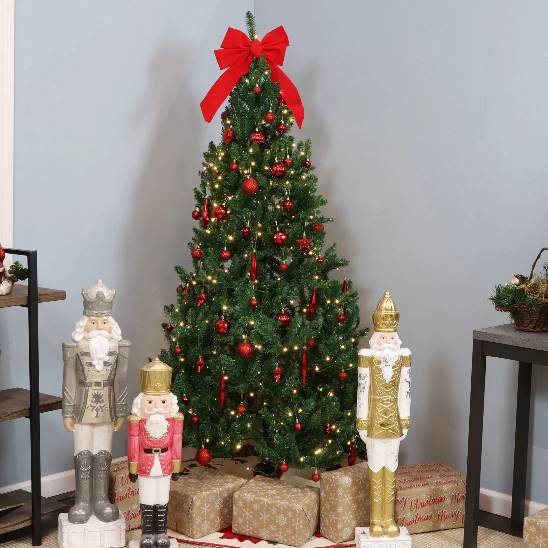 Cheap Sunnydaze Indoor Pre-Lit Faux Tannenbaum Slim Evergreen Christmas Tree With Hinged Branches And Warm White Lights - 6' - Green Pre-Lit