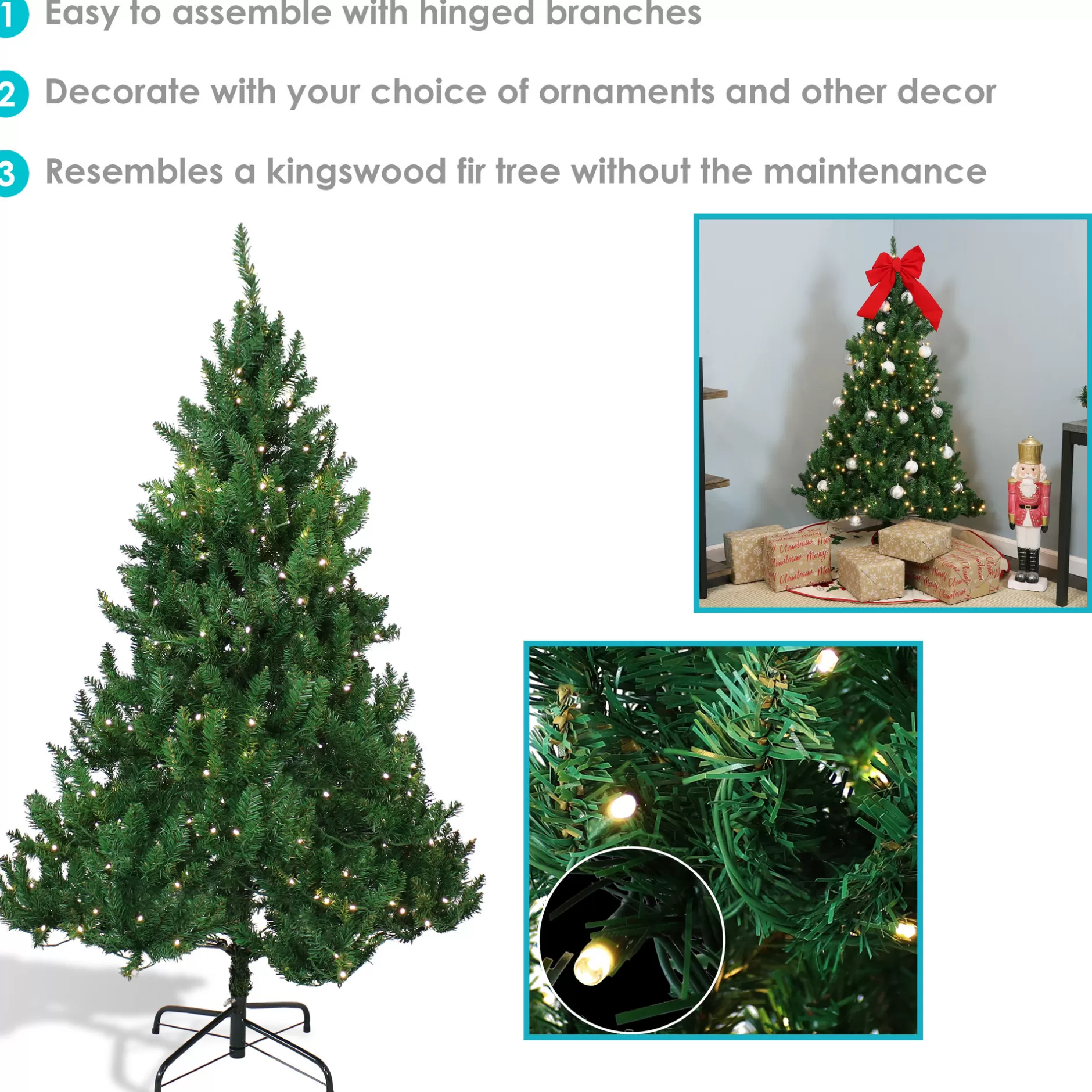 Best Sale Sunnydaze Indoor Pre-Lit Faux Tannenbaum Slim Evergreen Christmas Tree With Hinged Branches And Warm White Lights - 5' - Green Pre-Lit