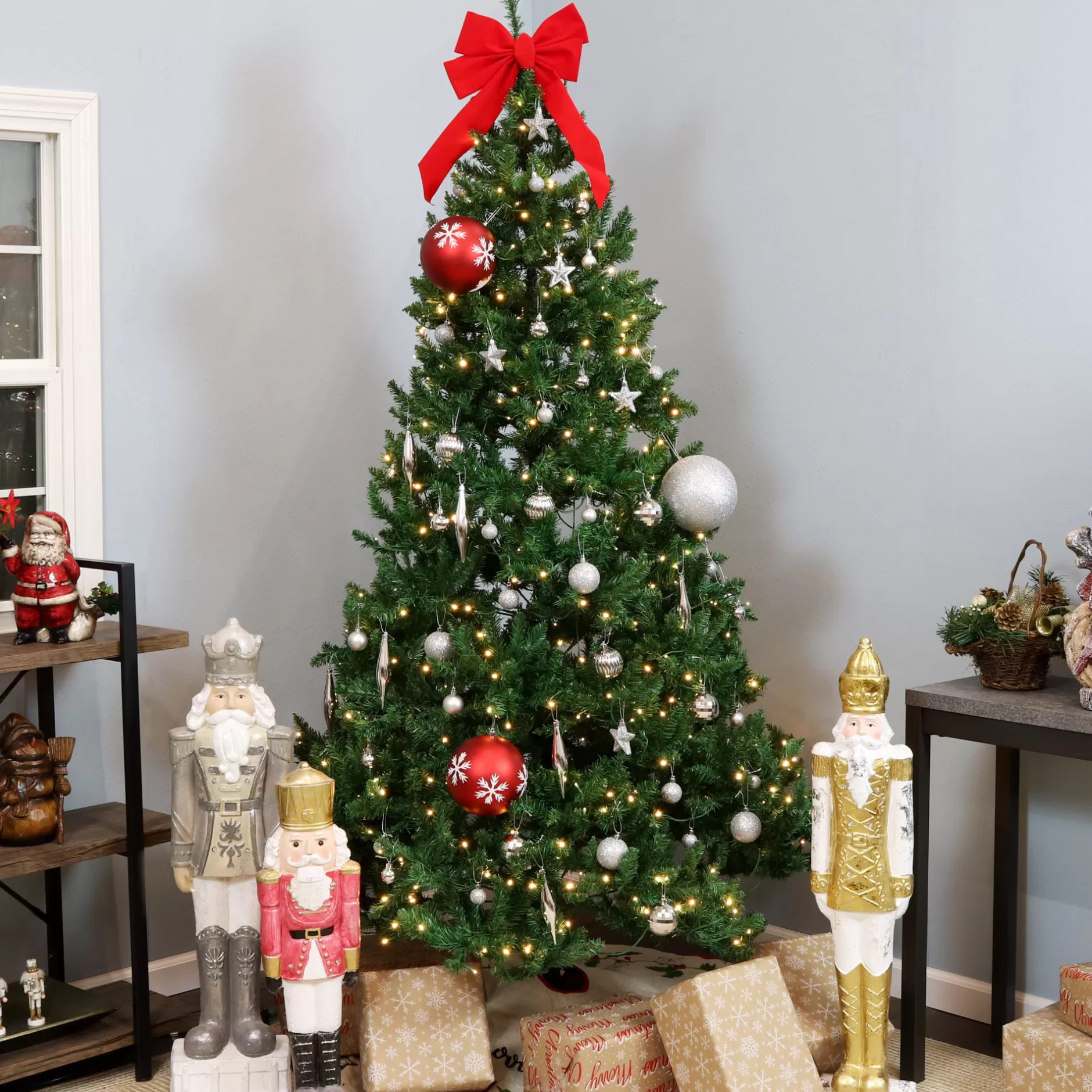 Online Sunnydaze Indoor Pre-Lit Faux Tannenbaum Slim Holiday Evergreen Christmas Tree With Hinged Branches And Warm White Lights - 7' - Green Pre-Lit