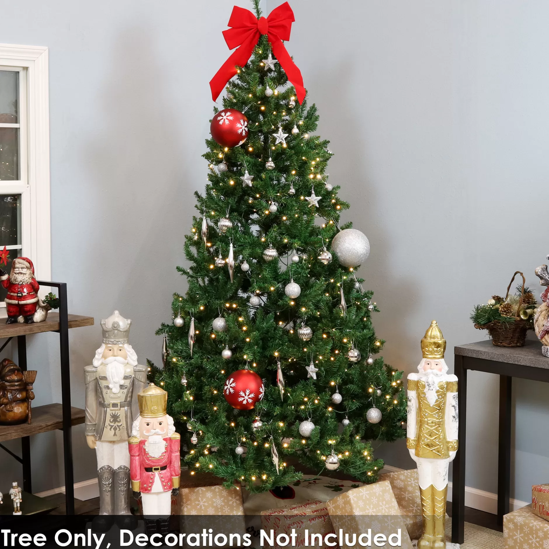 Online Sunnydaze Indoor Pre-Lit Faux Tannenbaum Slim Holiday Evergreen Christmas Tree With Hinged Branches And Warm White Lights - 7' - Green Pre-Lit