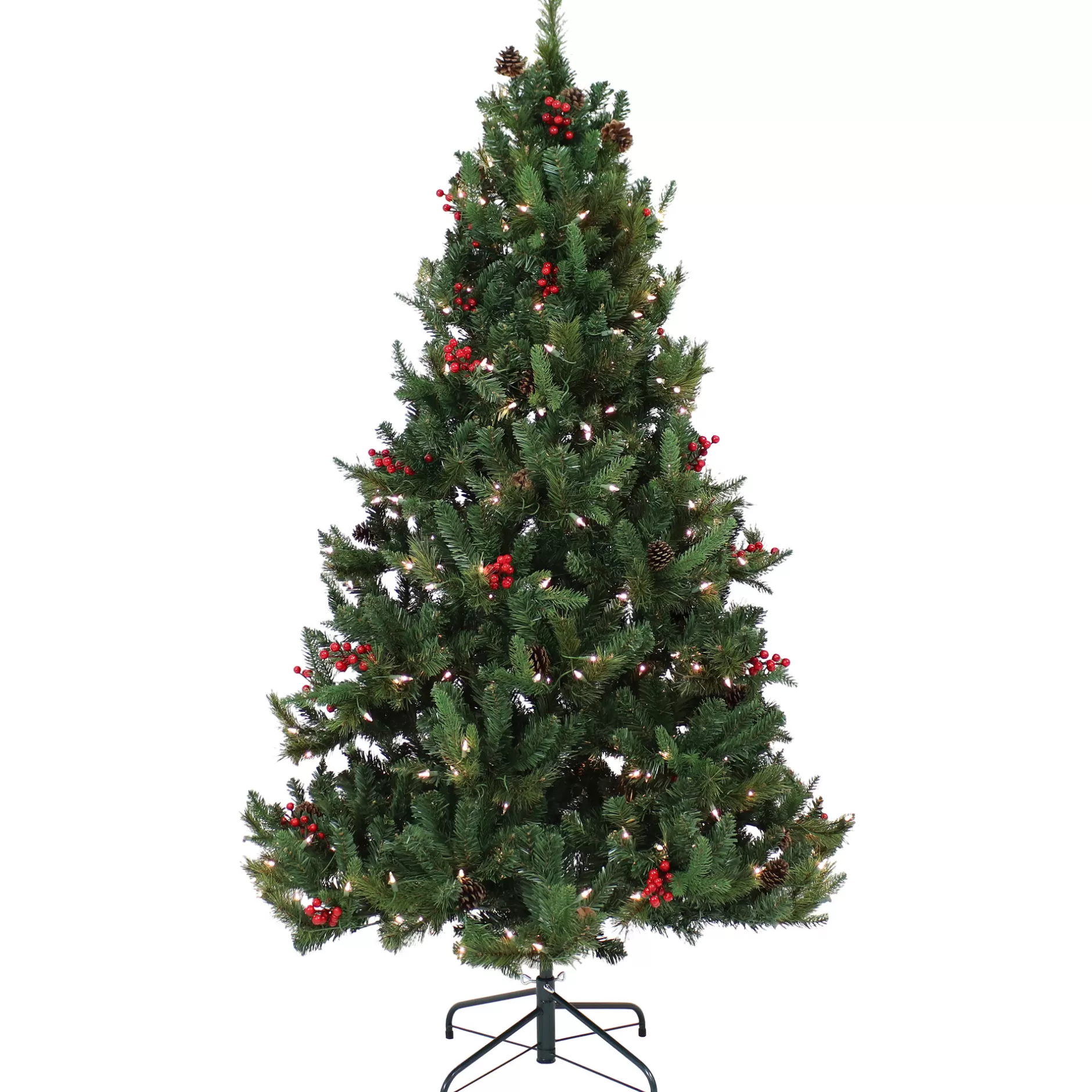 Best Sale Sunnydaze Merry Berries Pre-Lit Artificial Christmas Tree - 6' H - Green Pre-Lit