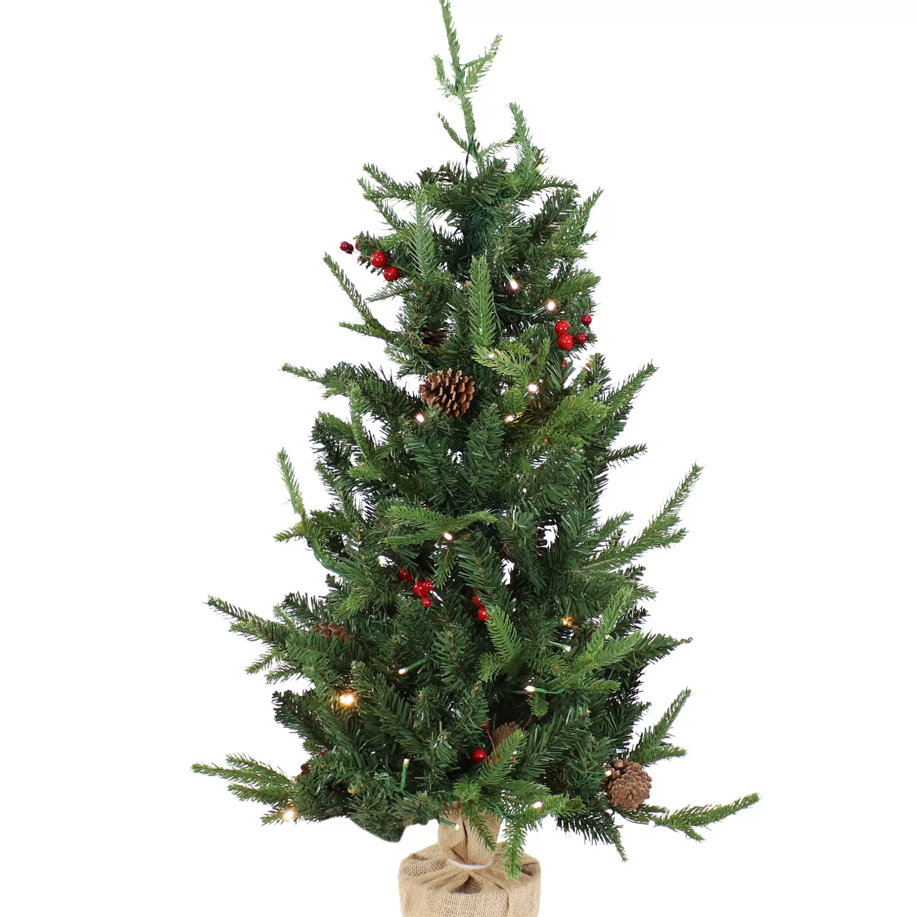 Cheap Sunnydaze Natural Noel Pre-Lit Artificial Christmas Tree - 3' H - Green Pre-Lit