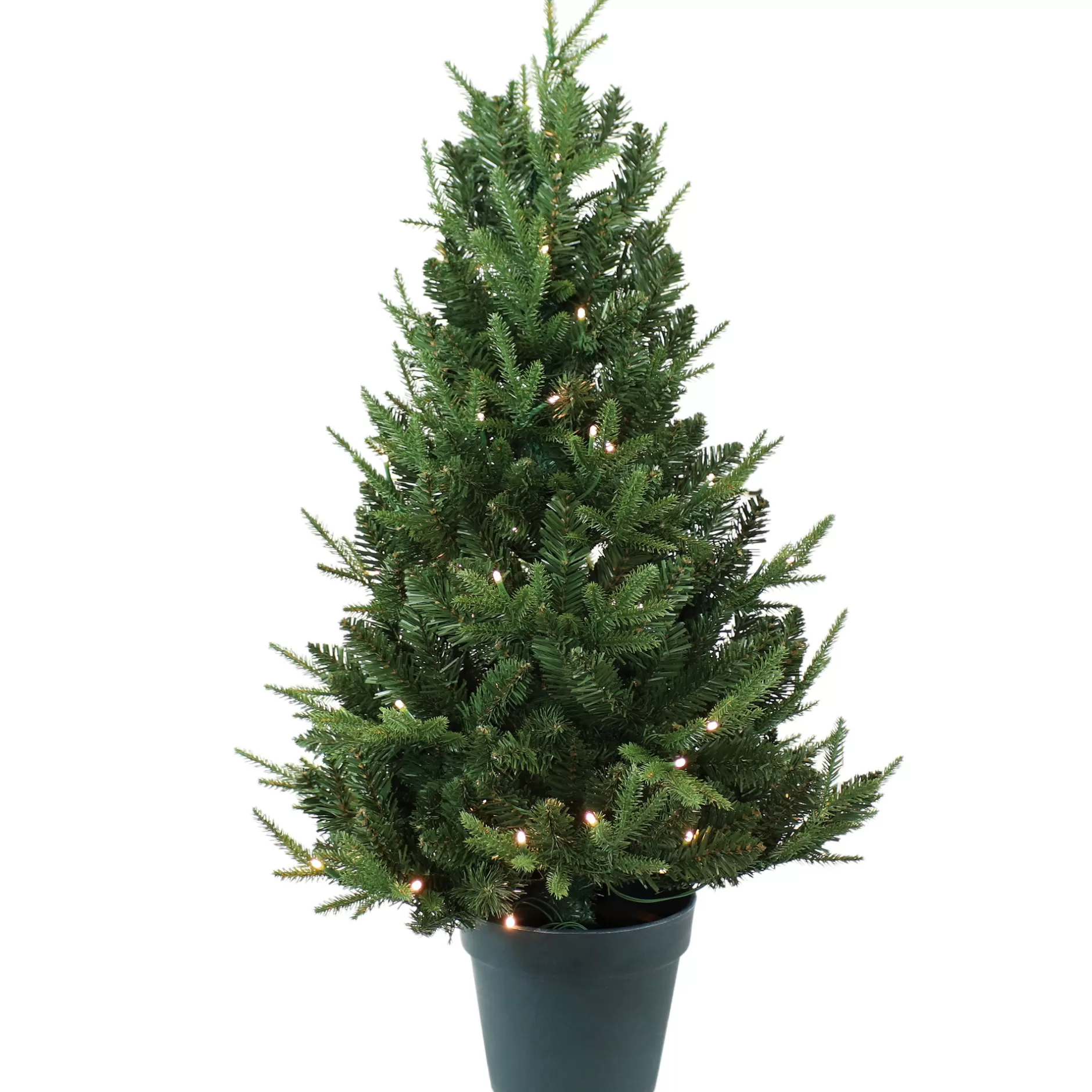 New Sunnydaze Pre-Lit Artificial Christmas Tree With Base - 100 Battery-Operated Led Lights - 3-Foot Pre-Lit