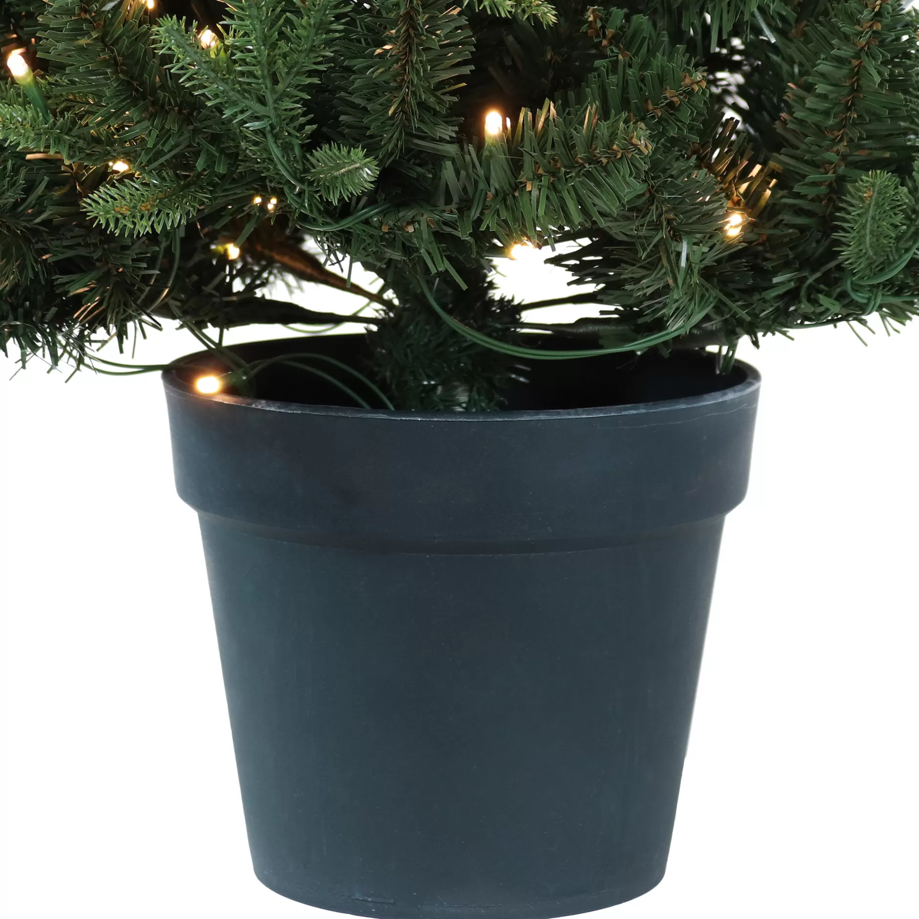 New Sunnydaze Pre-Lit Artificial Christmas Tree With Base - 100 Battery-Operated Led Lights - 3-Foot Pre-Lit