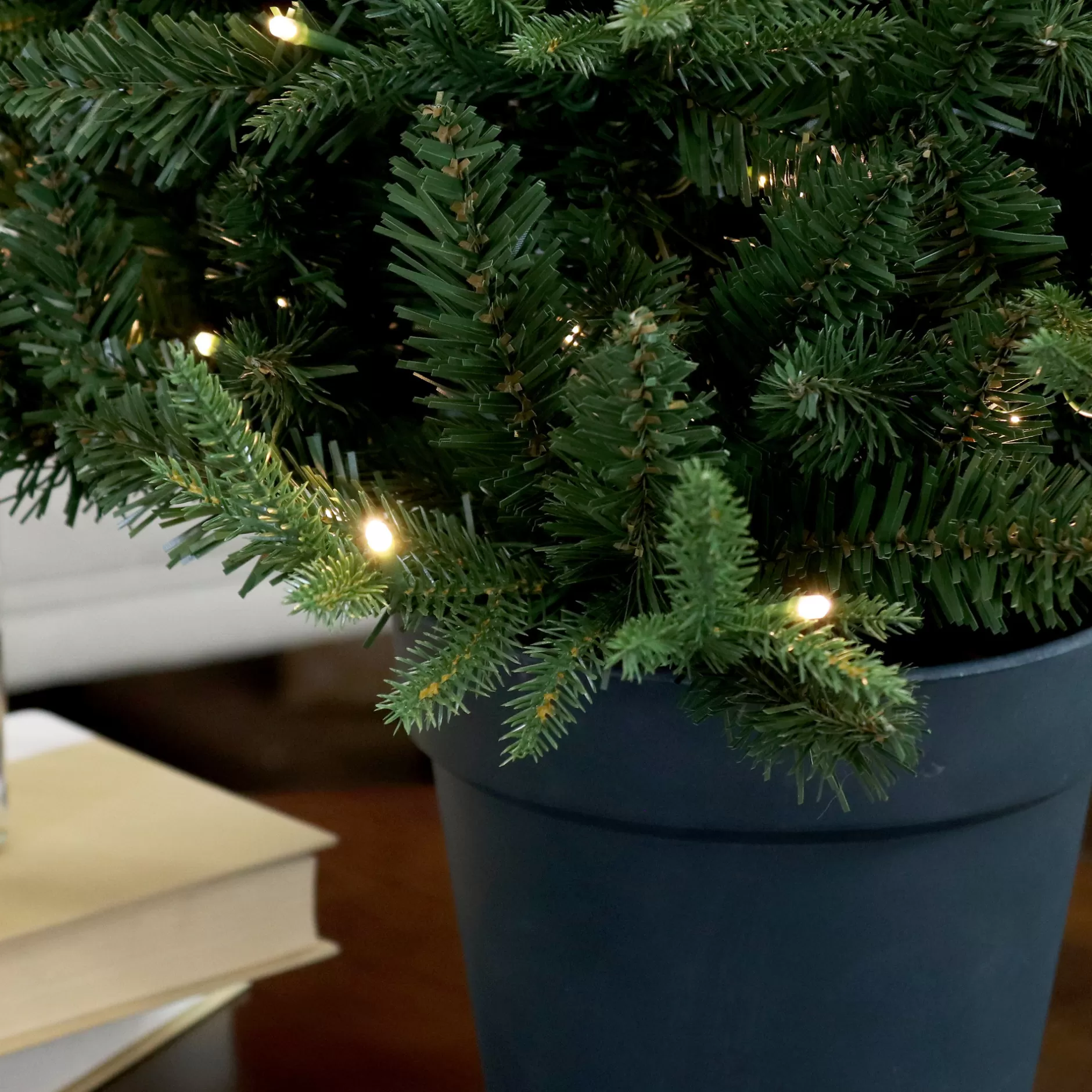 New Sunnydaze Pre-Lit Artificial Christmas Tree With Base - 100 Battery-Operated Led Lights - 3-Foot Pre-Lit