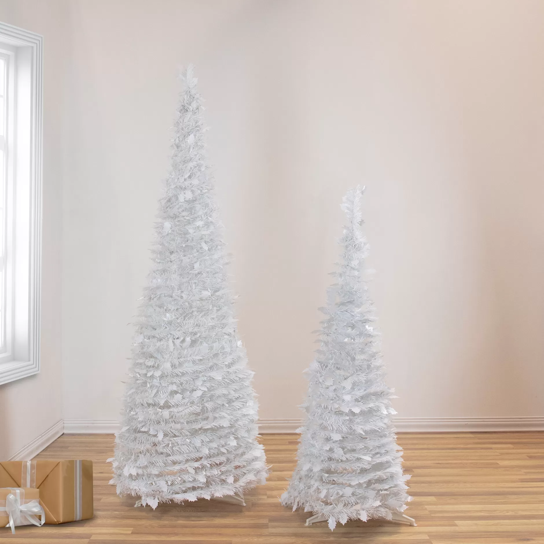 Cheap 6' White Tinsel Pop-Up Artificial Christmas Tree, Unlit Pop Up