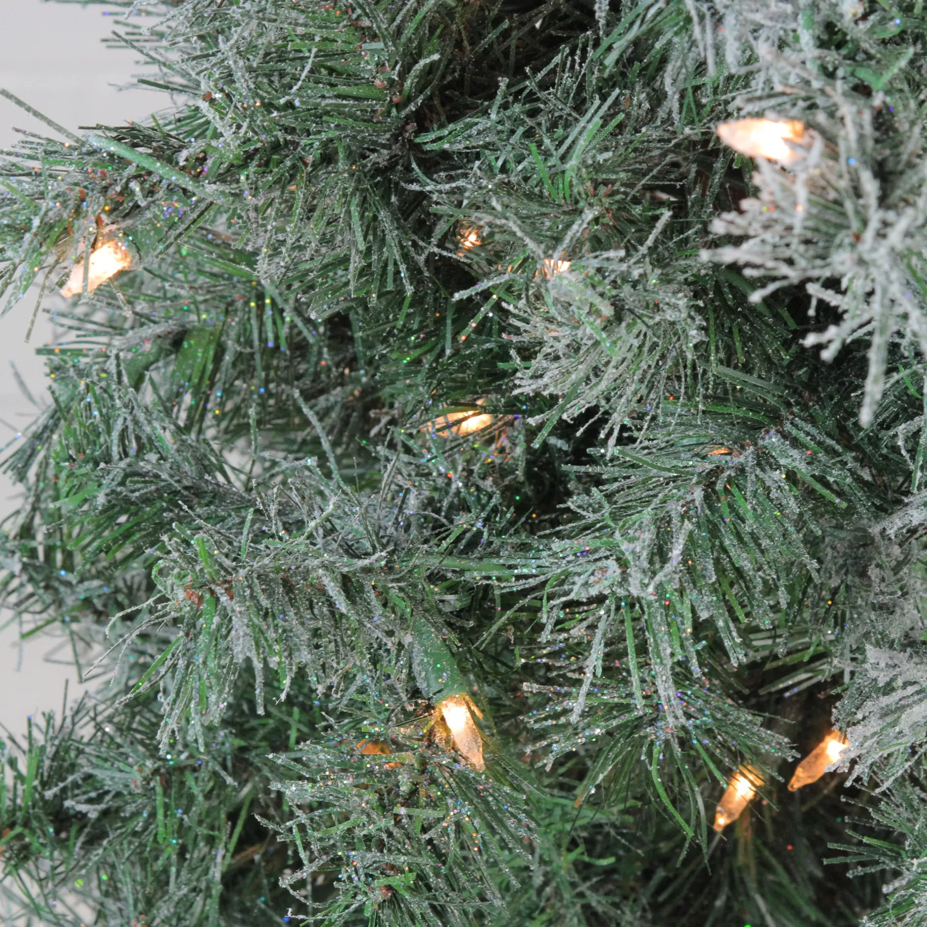 Cheap 3' X 19" Pre-Lit Lightly Flocked Woodland Alpine Artificial Christmas Tree - Clear Lights Alpine